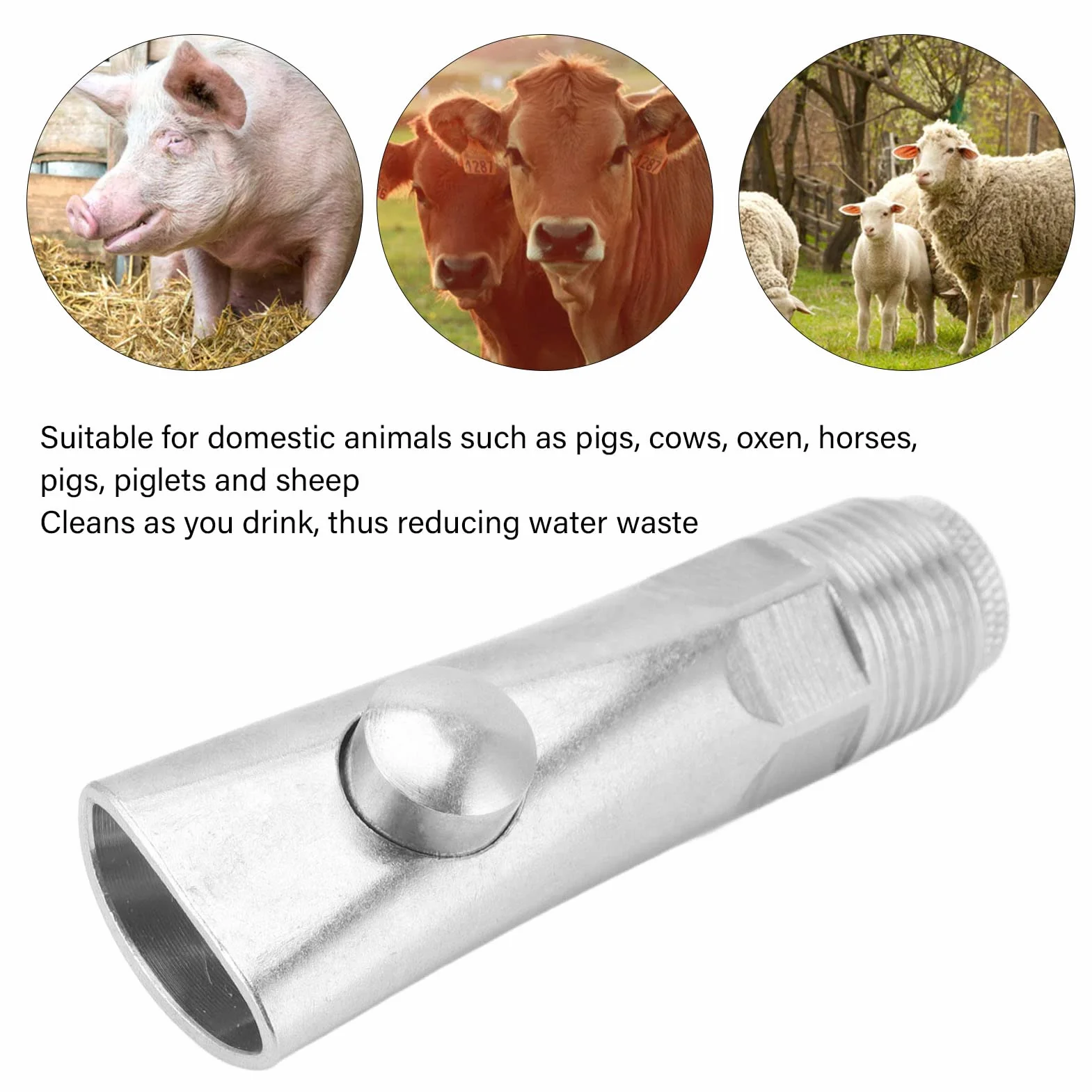 Abbeveratoio Automatico per Maiali Acciaio Inossidabile G1/2 2 Pezzi Capezzolo Acqua