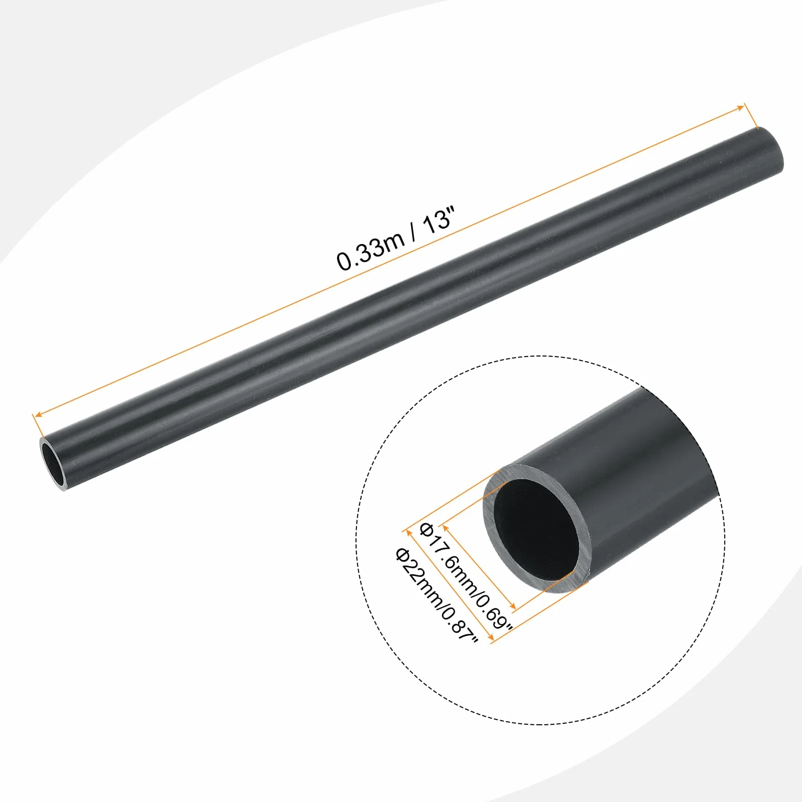 Tubo Rigido Rotondo in PVC 17,6mm ID 22mm OD 330mm Grigio Scuro Alta Resistenza per Tubi d'Acqua Guaina Cavi