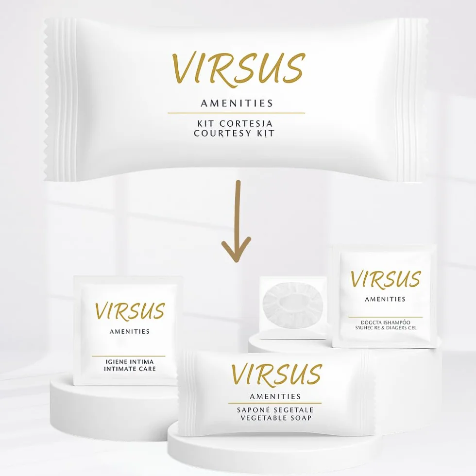 Virsus 200 Pezzi Kit Cortesia in 50 Bustine per Hotel B&B