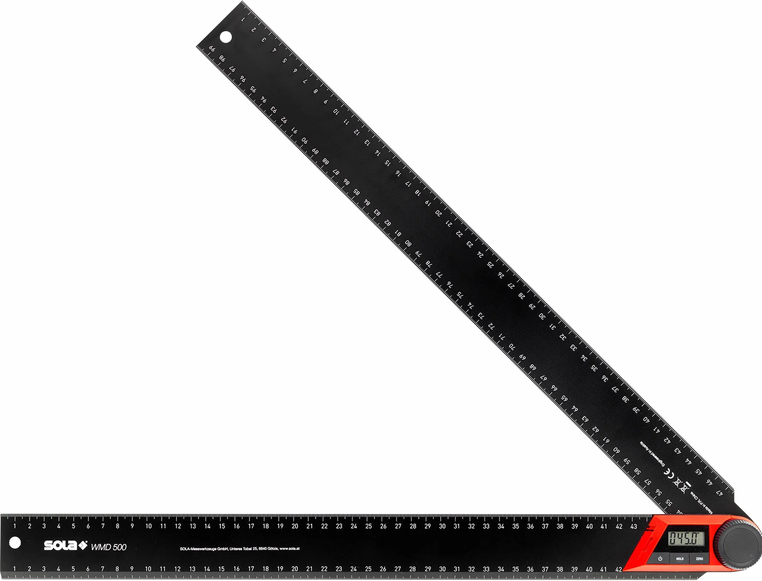 SOLA WMD 500 - Goniometro digitale LCD - Lunghezza 500 mm - Angolo di arresto - Falegname digitale - Righello per lavorazione