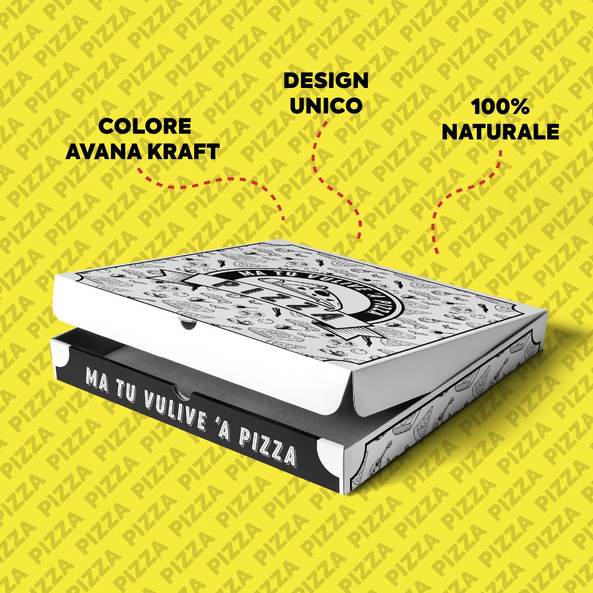 Cartone Pizza Termico 33x33x3,5 cm con Interno in PET per Pizzerie e Asporto
