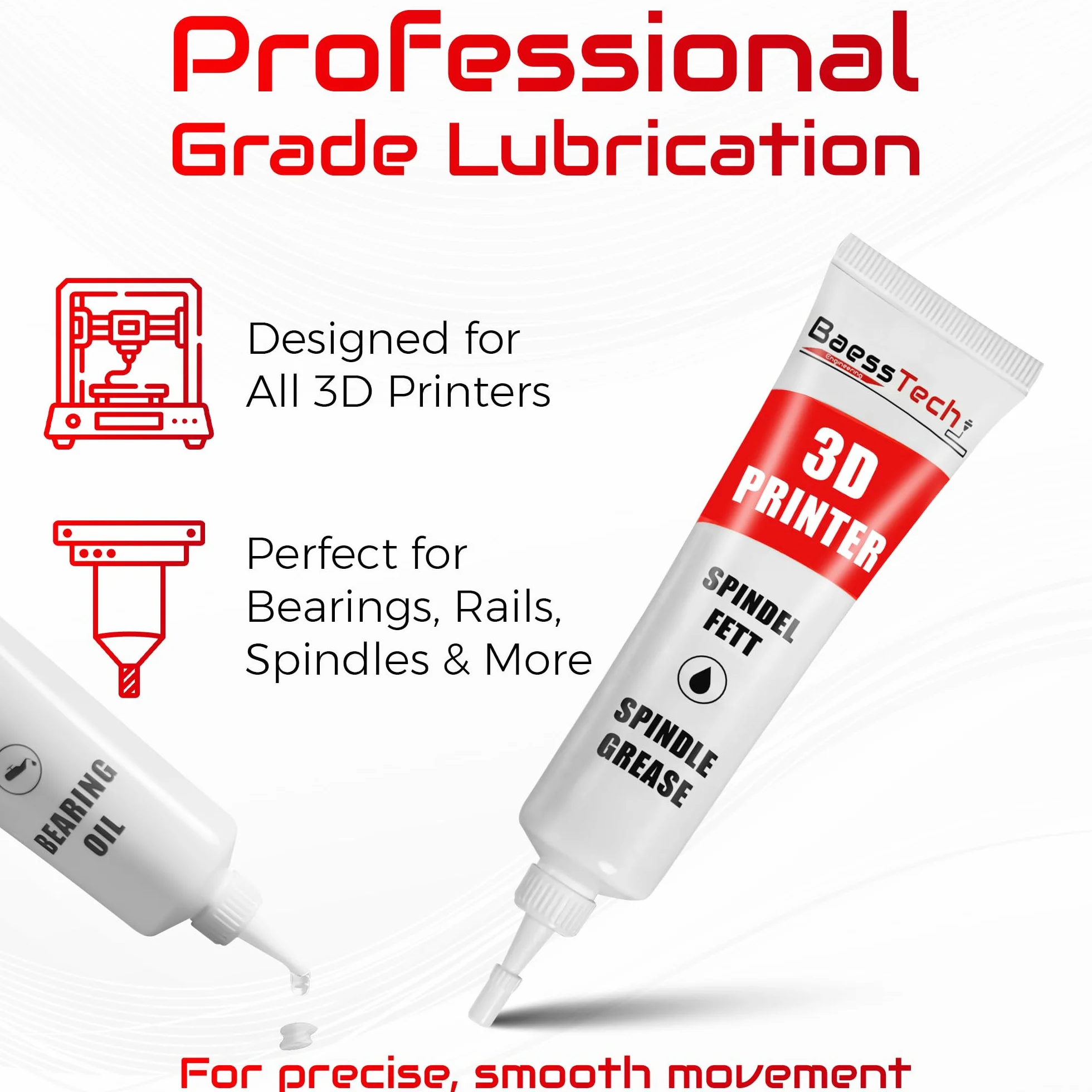 Set di accessori per lubrificanti per stampanti 3D e olio per la manutenzione professionale - Olio per mandrino per ottimizzare la stampa e ridurre il rumore - Lubrificante per stampa 3D, 30