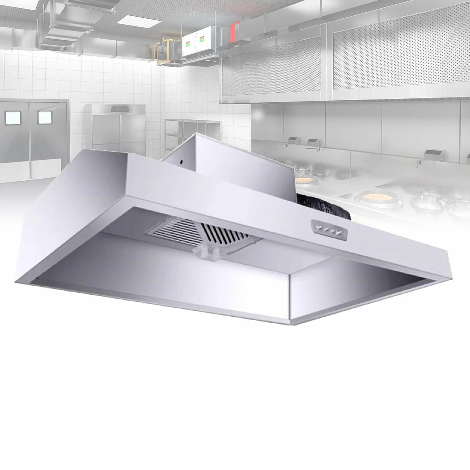 Cappa di scarico commerciale in acciaio inox – Cappa da cucina ad alta aspirazione per installazione a parete, adatta per uso ristorante