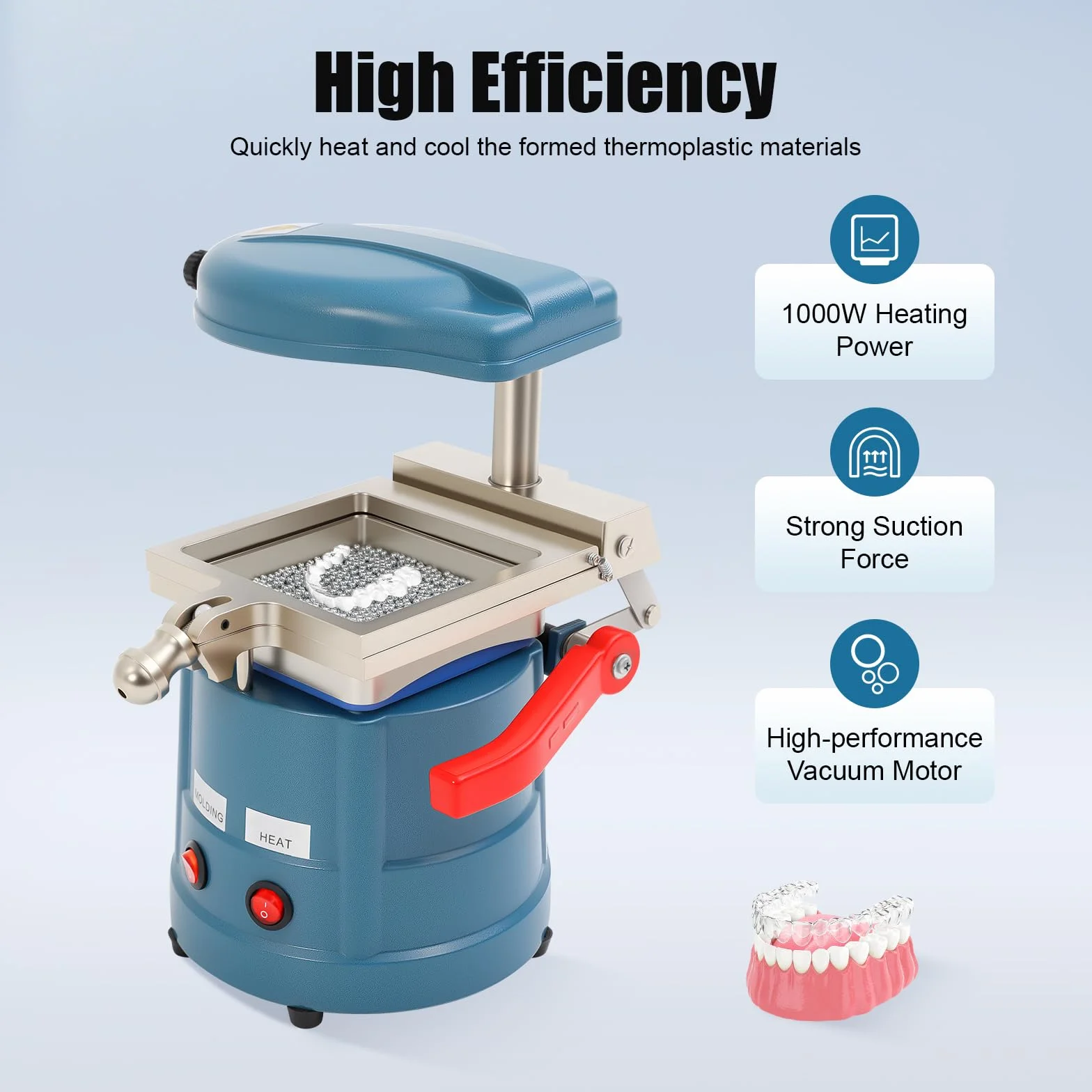 Termoformatrice Dentale 1000W Dental Vacuum Forming Machine Macchina per la Formatura Dentale con 1 Pack Stahlkugeln