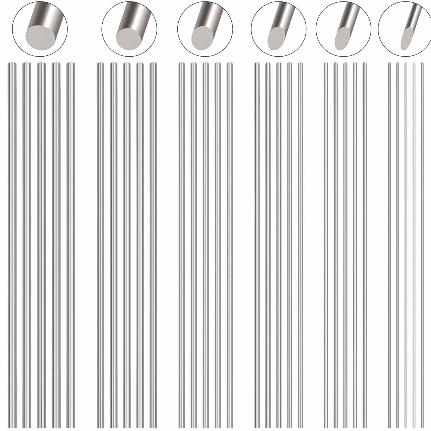 Aste Rotonde Acciaio Inox 304, 6 Misure 1-4 mm x 100 mm, Asta Rotonda in Acciaio Inossidabile