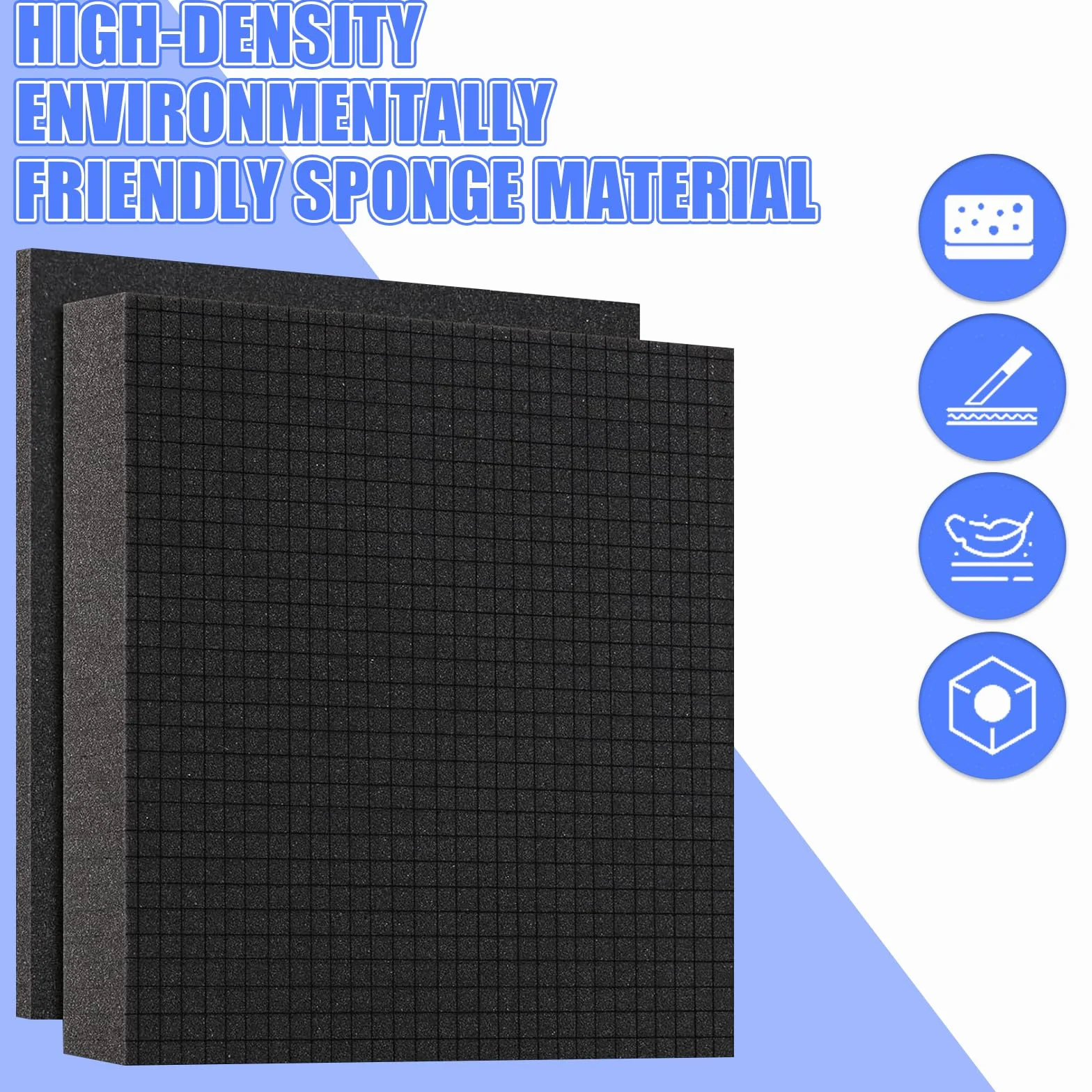 HEKOBAG 6 Pannelli Poliuretano Espanso 405 x 305mm Inserto in Schiuma Pretagliato Poliuretano Espanso Rigido Alta Densità lastre in Polietilene Espanso per Fodera per Cassette 3 set di spugne a quadri