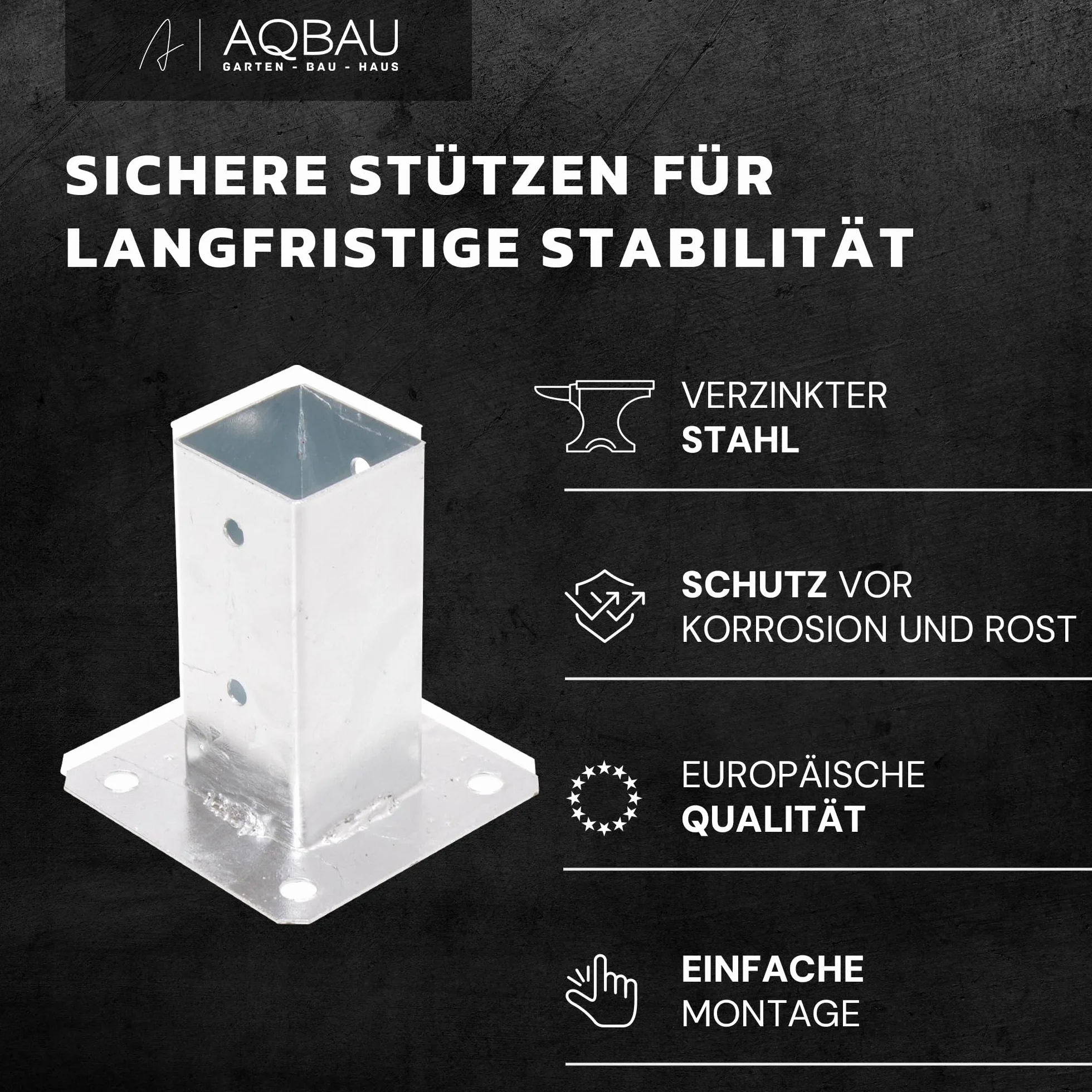 Supporto per palo da avvitare 50 x 50 mm, staffa zincata a caldo per recinzione pergolato