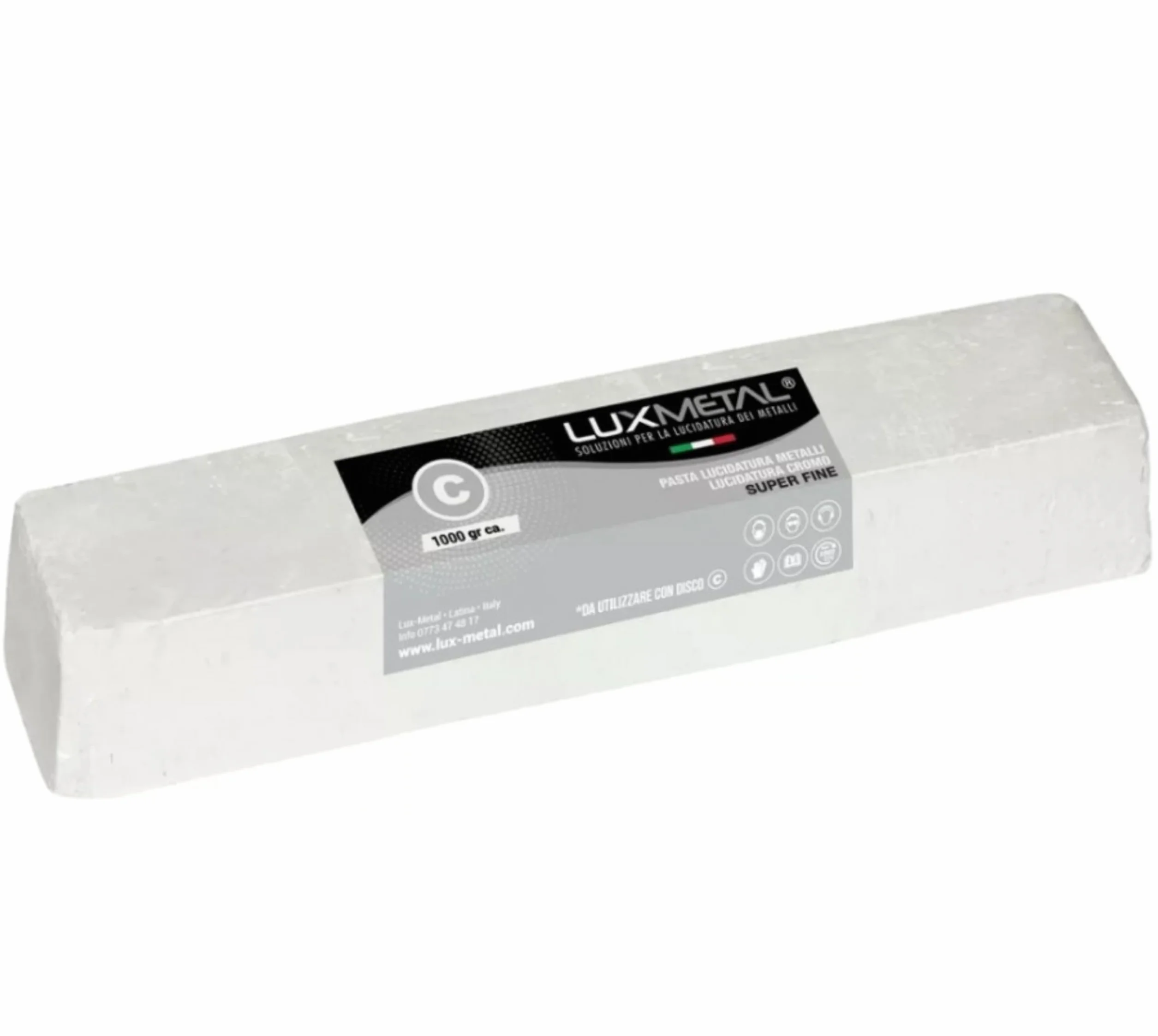 Lux Metal Pasta Abrasiva Lucidante Bianca S. Fine 1 kg Lucidatura Acciaio Inox Cera Per Lucidare Metalli Alluminio Ferro Lucida Cromature Legno Plexiglass Solida Marmo Ottone Rame Plastica Argento