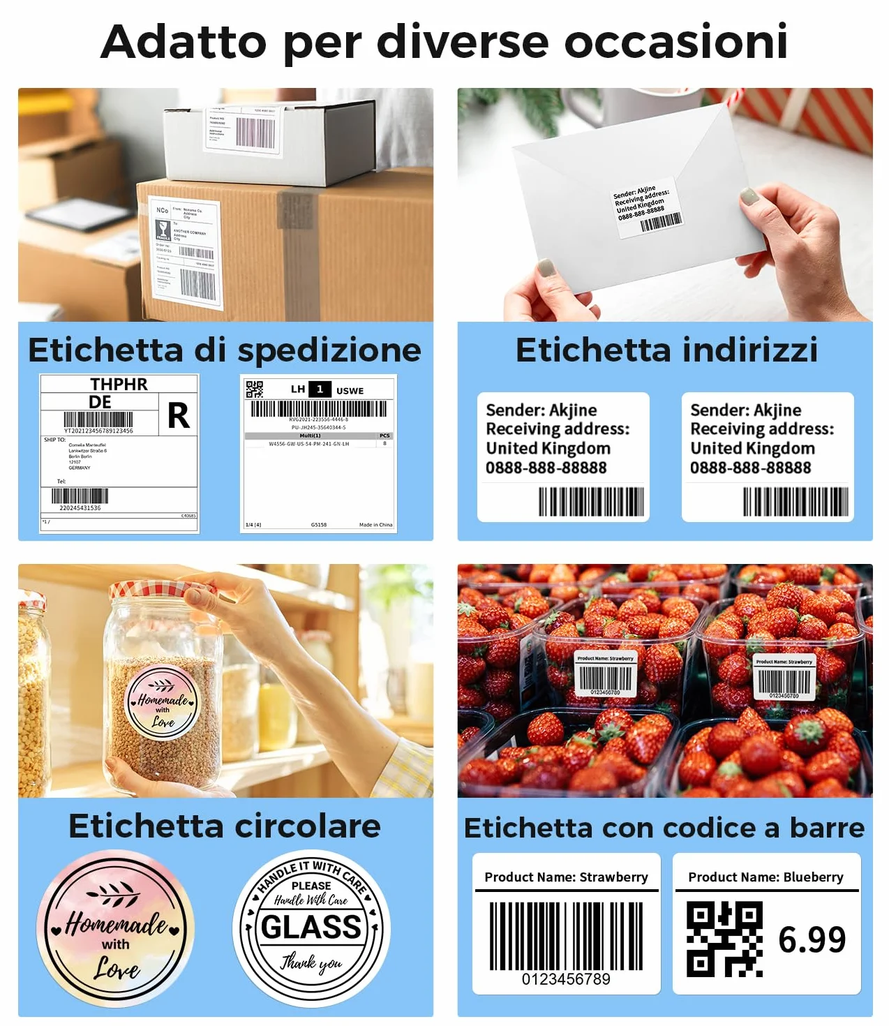 Phomemo Stampante per etichette Bluetooth, PM241BT stampante termica DHL 4XL per Mac/PC, stampante Bluetooth per codici a barre, Amazon, Etsy, Shopify, Royal Mail, DHL, FedEx, UPS