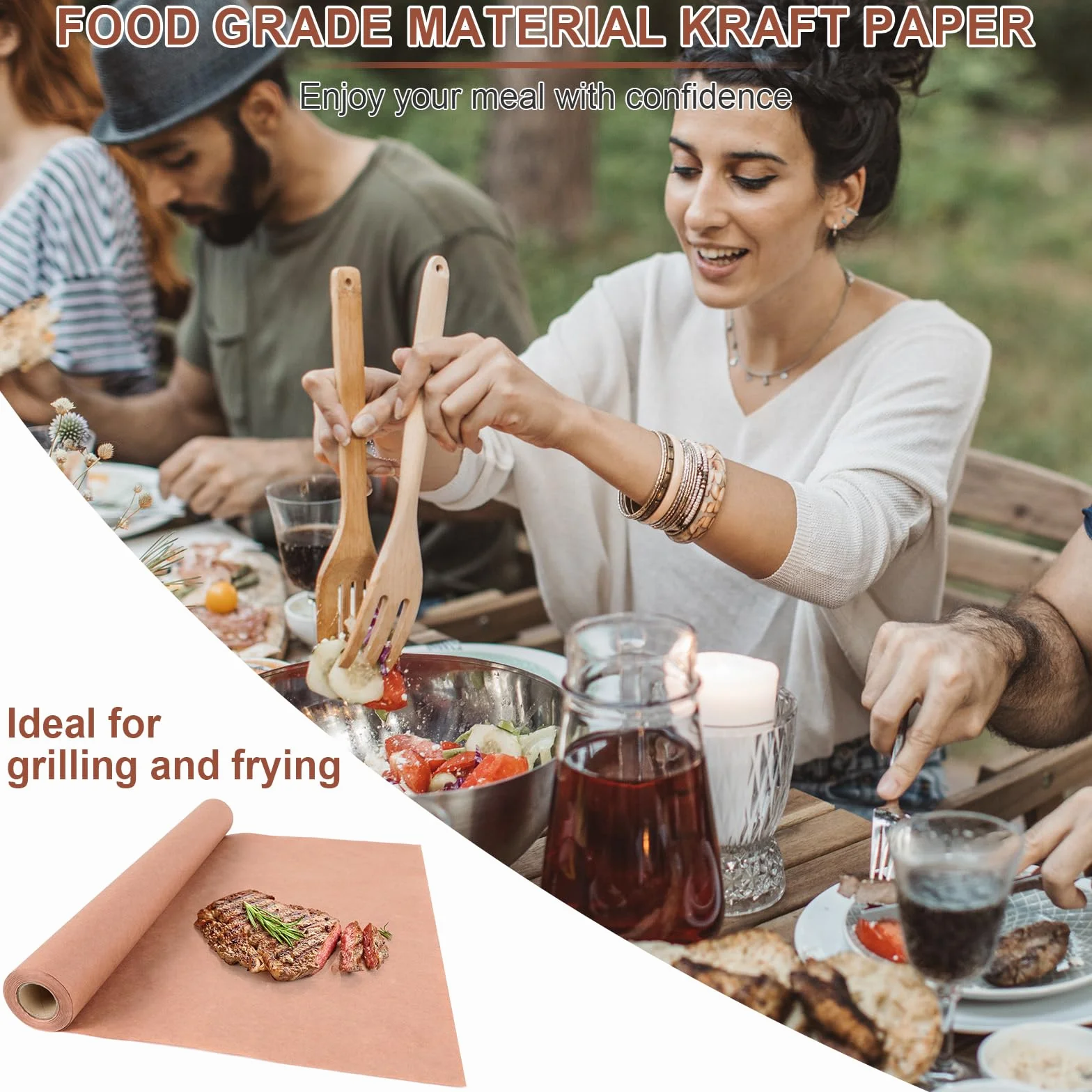 AiQInu Butcher Paper BBQ 44cm×150cm, Carta per Barbecue, Carta Kraft per Barbecue, Affumicatore, Carne di Pesce