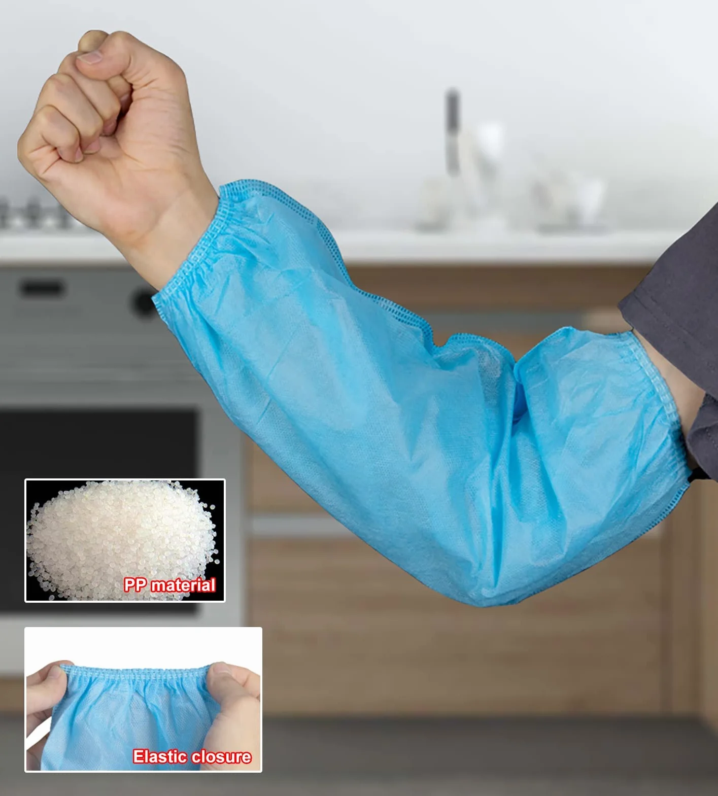 Manica Usa e Getta Copri Manicotti Monouso 100 Pezzi, Manica Protettiva per Braccio in Tessuto Non Tessuto Blu, Leggere per Laboratorio Ospedaliero Cliniche