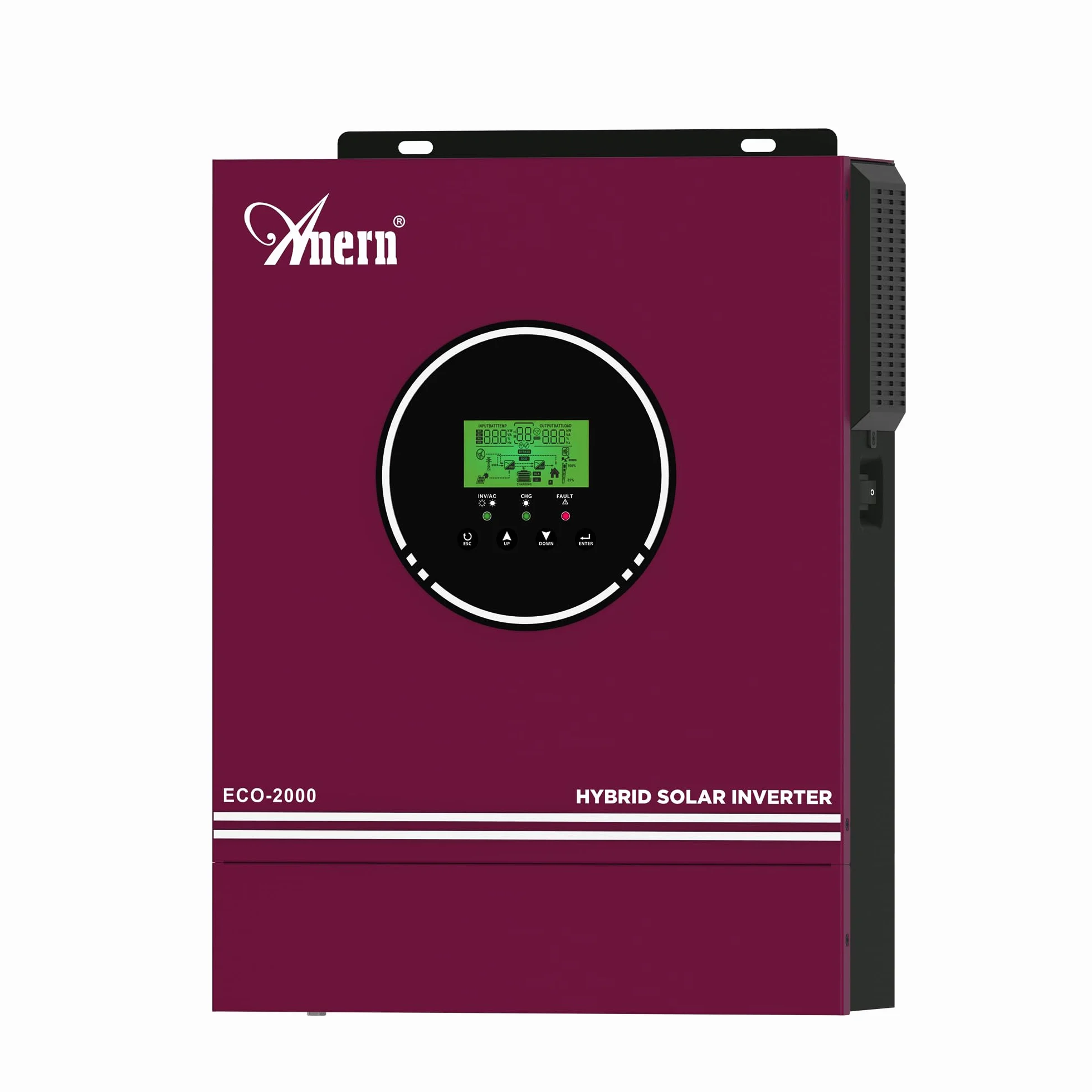 Anern Inverter ibrido da 2000W 12V DC a 220 V/230 V AC con regolatore solare 80A, ingresso PV max.400V, Inverter Fotovoltaico funzionamento con batterie al piombo da 12 V e al litio