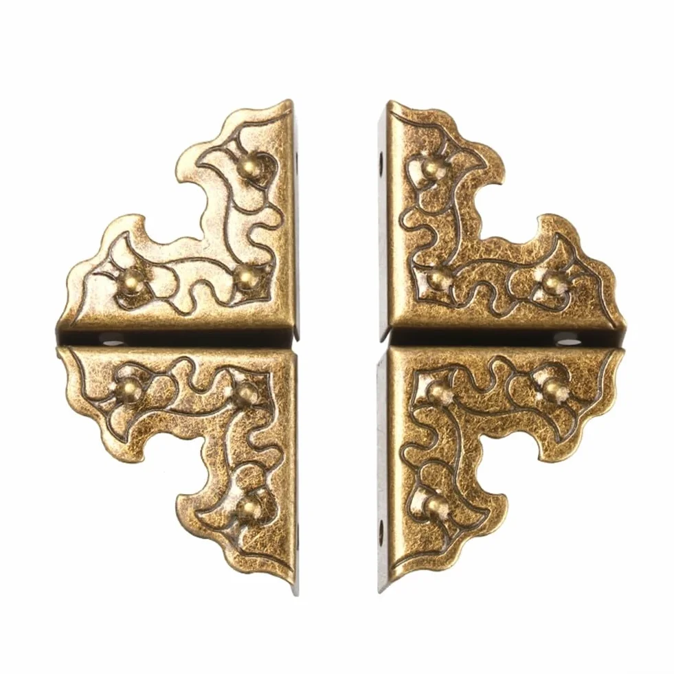 Protezioni angolari in metallo bronzo anticato/argento/oro per mobili in legno, scatole di gioielli e custodie artigianali - 24 pezzi in ferro da scrivania per bordi con 4 (bronzo antico)