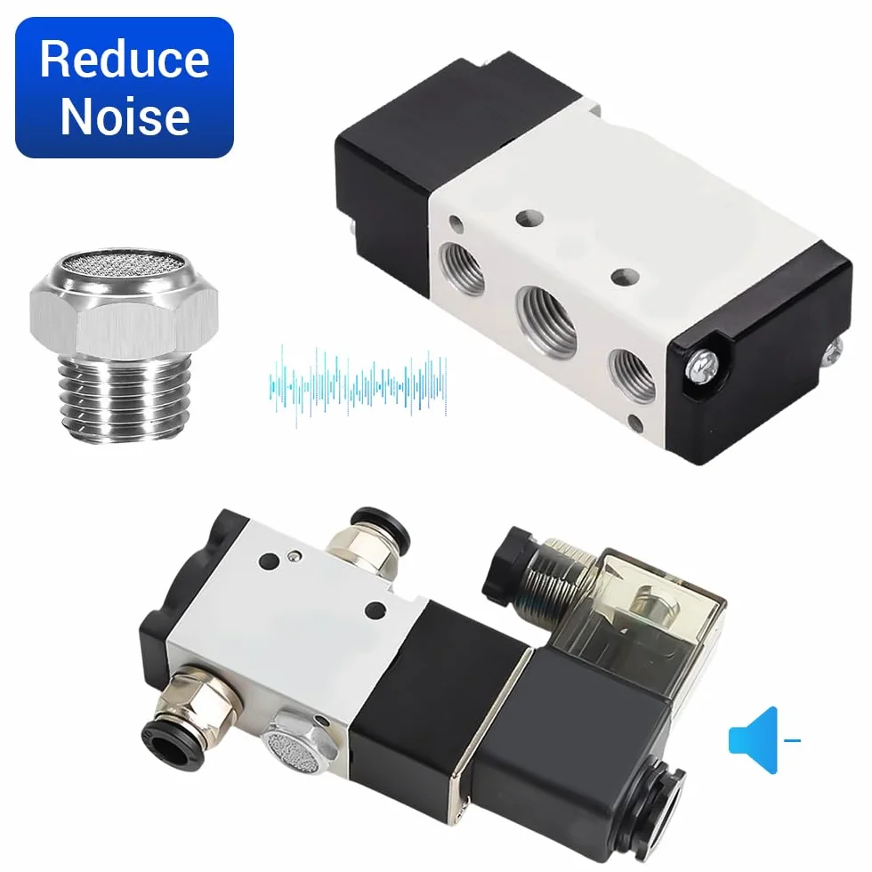 Silenziatori pneumatici PT 1/2" in acciaio inox 304 per compressori, 3 pezzi