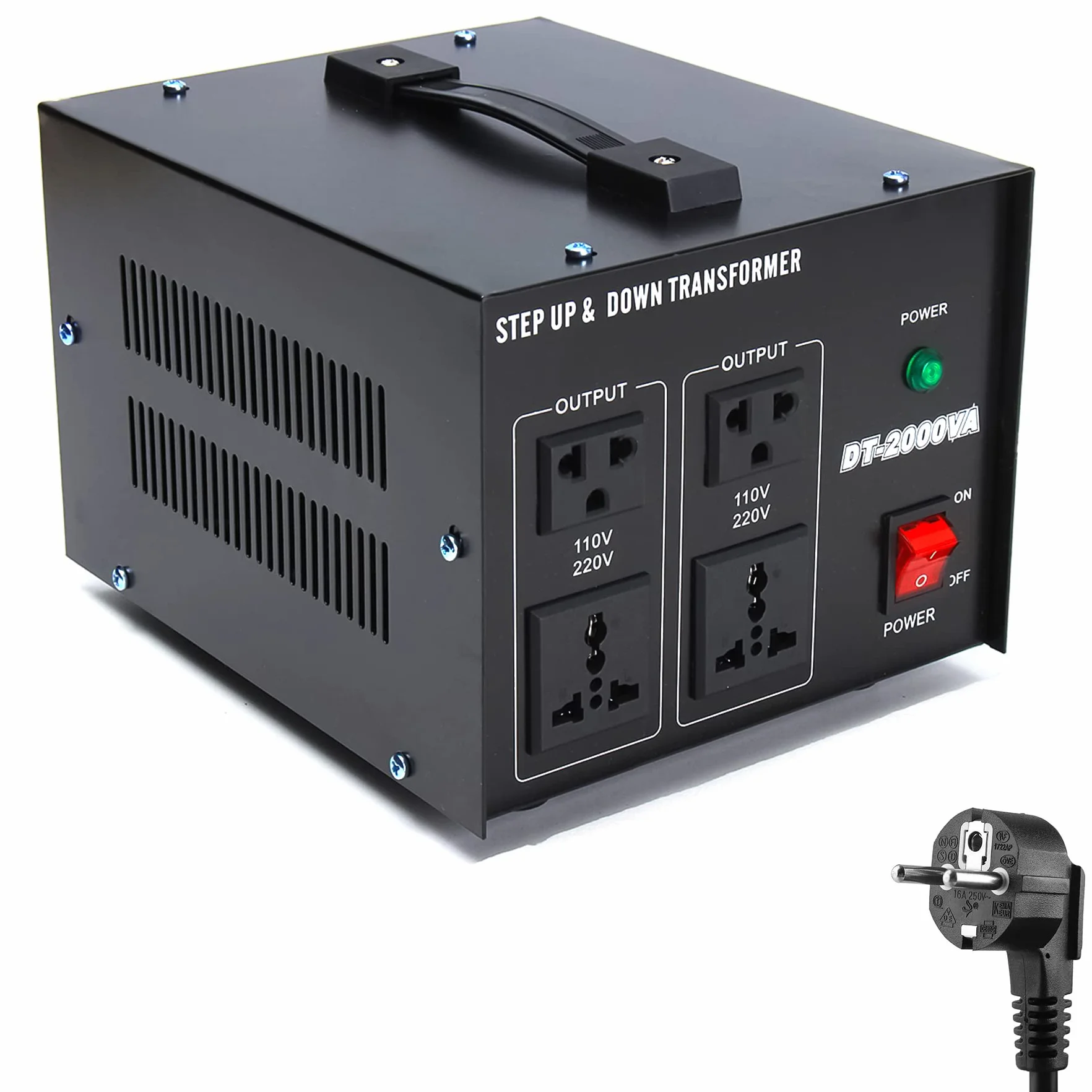 Trasformatore di corrente da 2000Watt convertitore di tensione da 220V a 110V Step Up and Down Voltage Regulator Converter Power Transformer 110V a 220V convertitore AC-AC 2000W, MEISHILE DT-2000VA