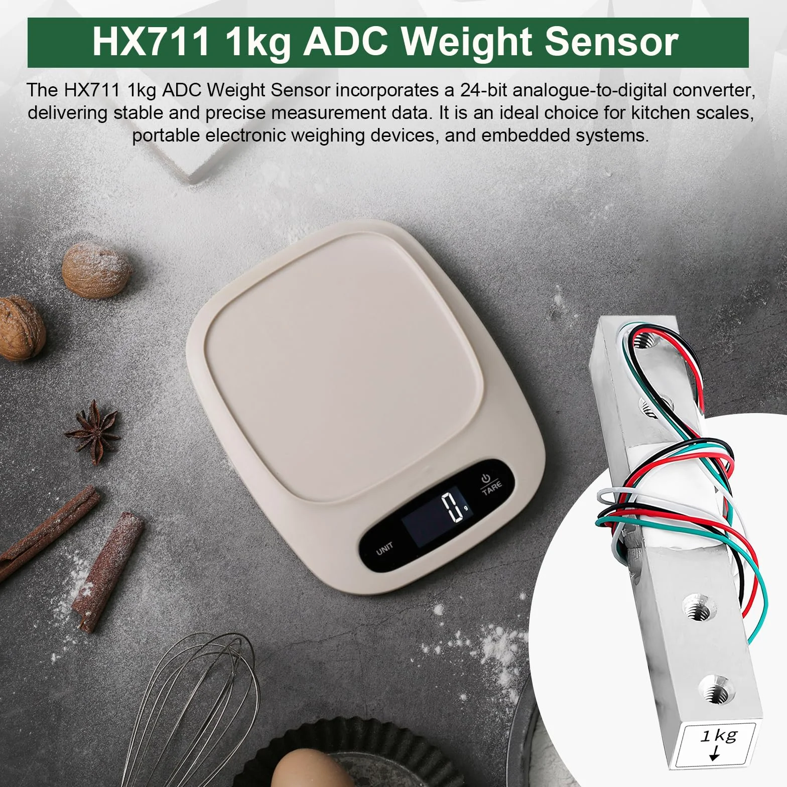 2PCS HX711 ADC Celle di carico 1kg Sensore di peso Celle di peso digitali Sensore di peso 1KG bilance elettroniche portatili da cucina, Peso celle di carico