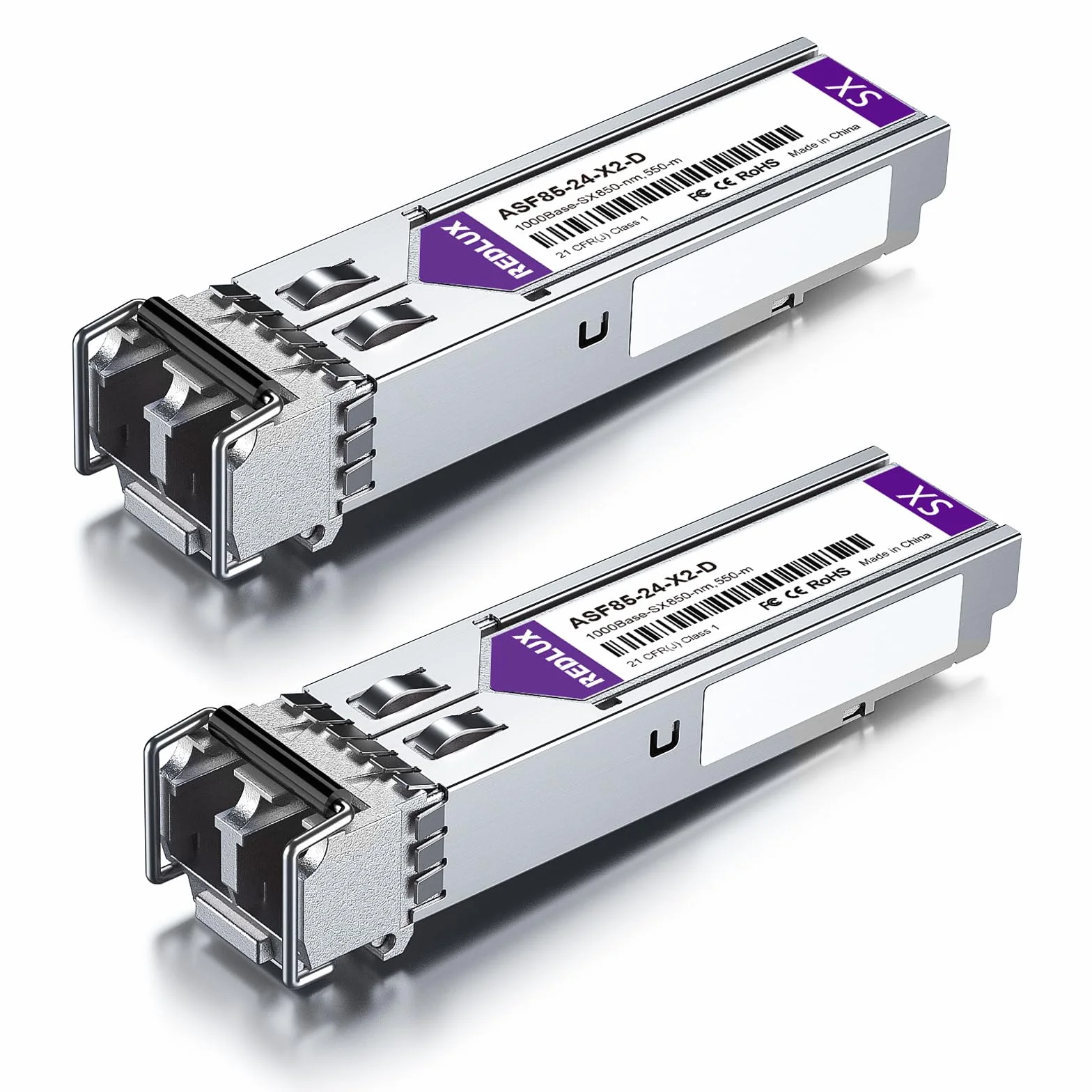 REDLUX Modulo Gbic SFP SX 850nm MMF doppio connettore LC 550m Compatibile Cisco Meraki Ubiquiti UniFi Mikrotik Fortinet TP-Link Netgear