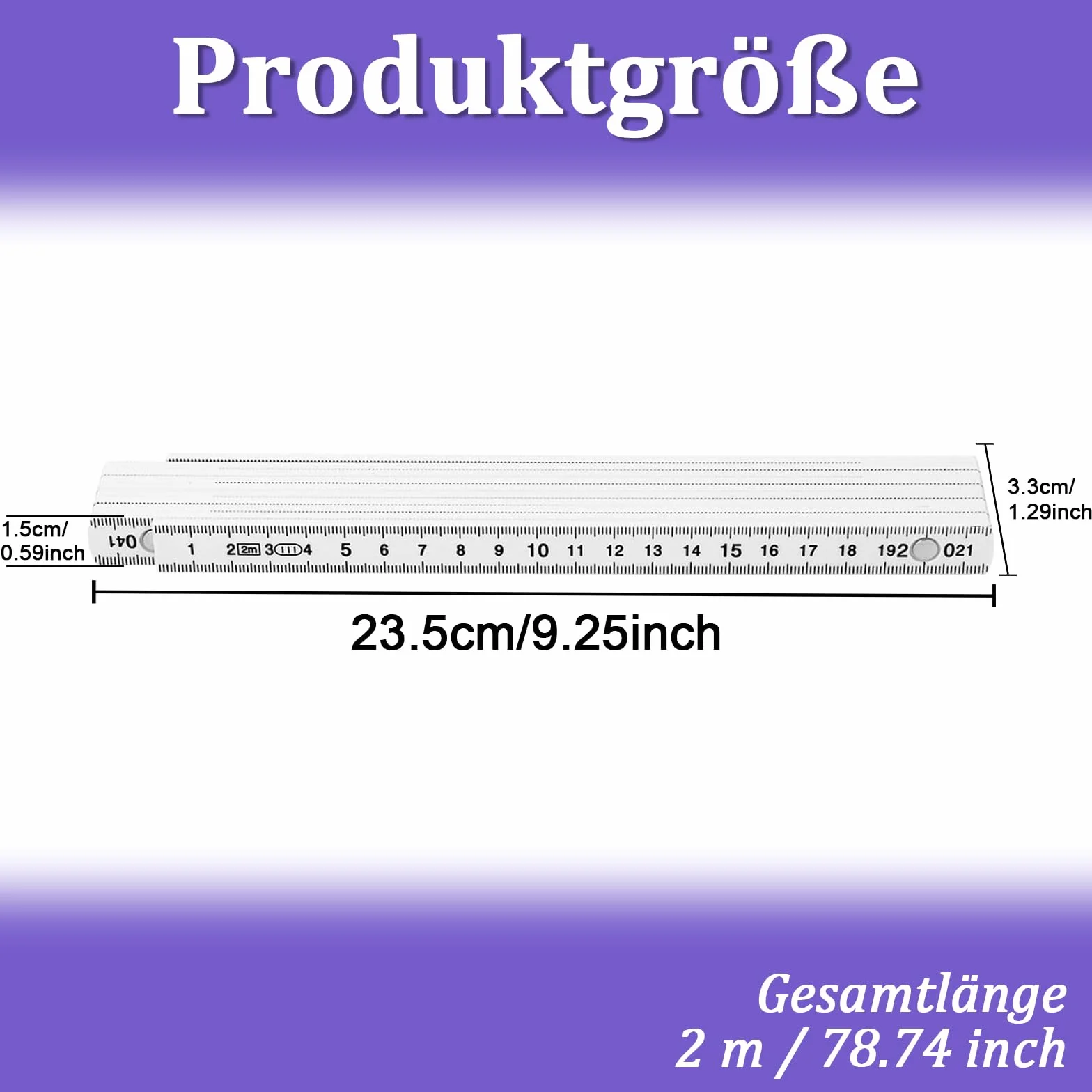 Metro Pieghevole in Plastica Mini 5 Pezzi 2 Metri Righello Articolato Bianco per Cantiere Scuola