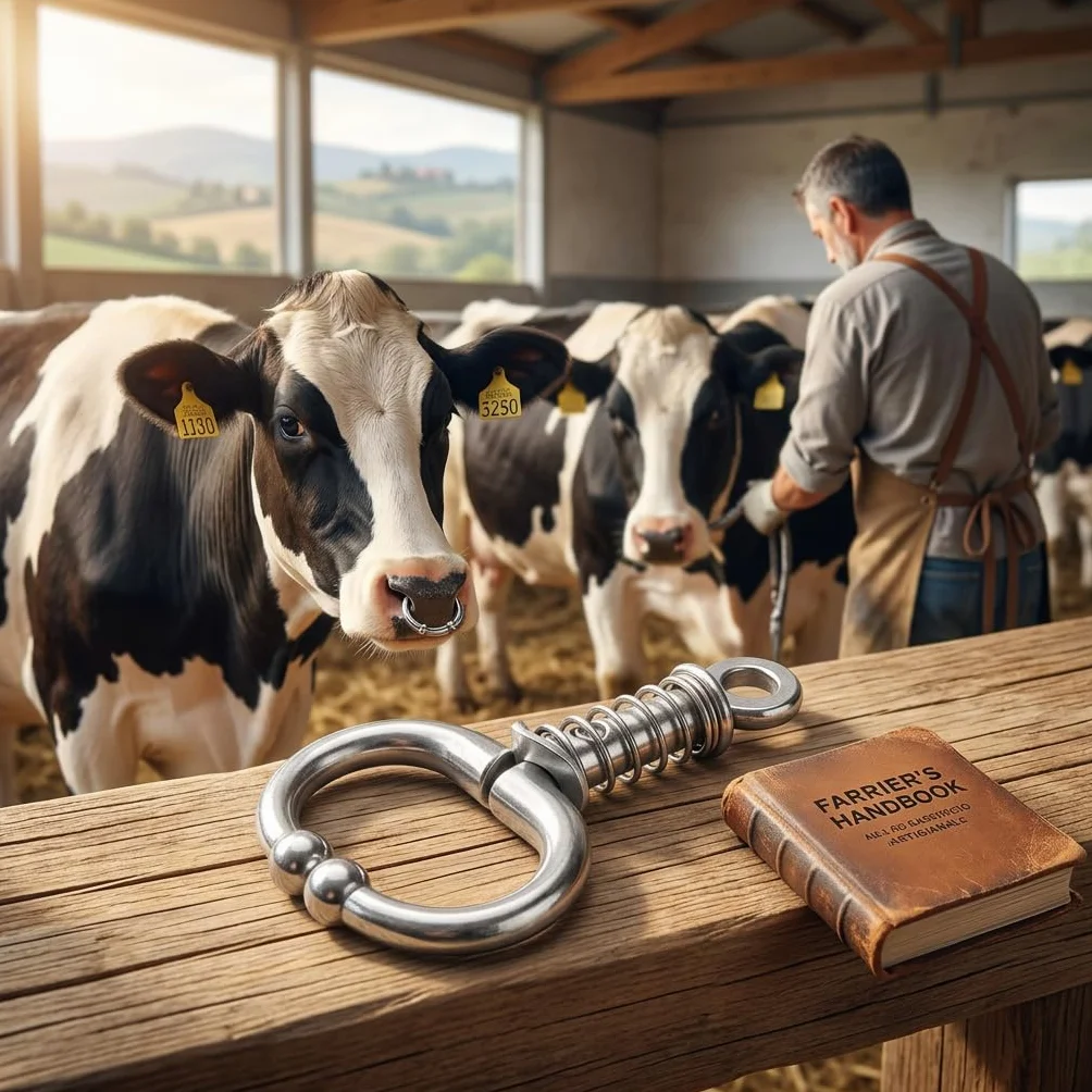 Anello da Naso per Bovini a Molla, Clip Naso Mucca senza Perforazione, Accessorio Allevamento Bovino
