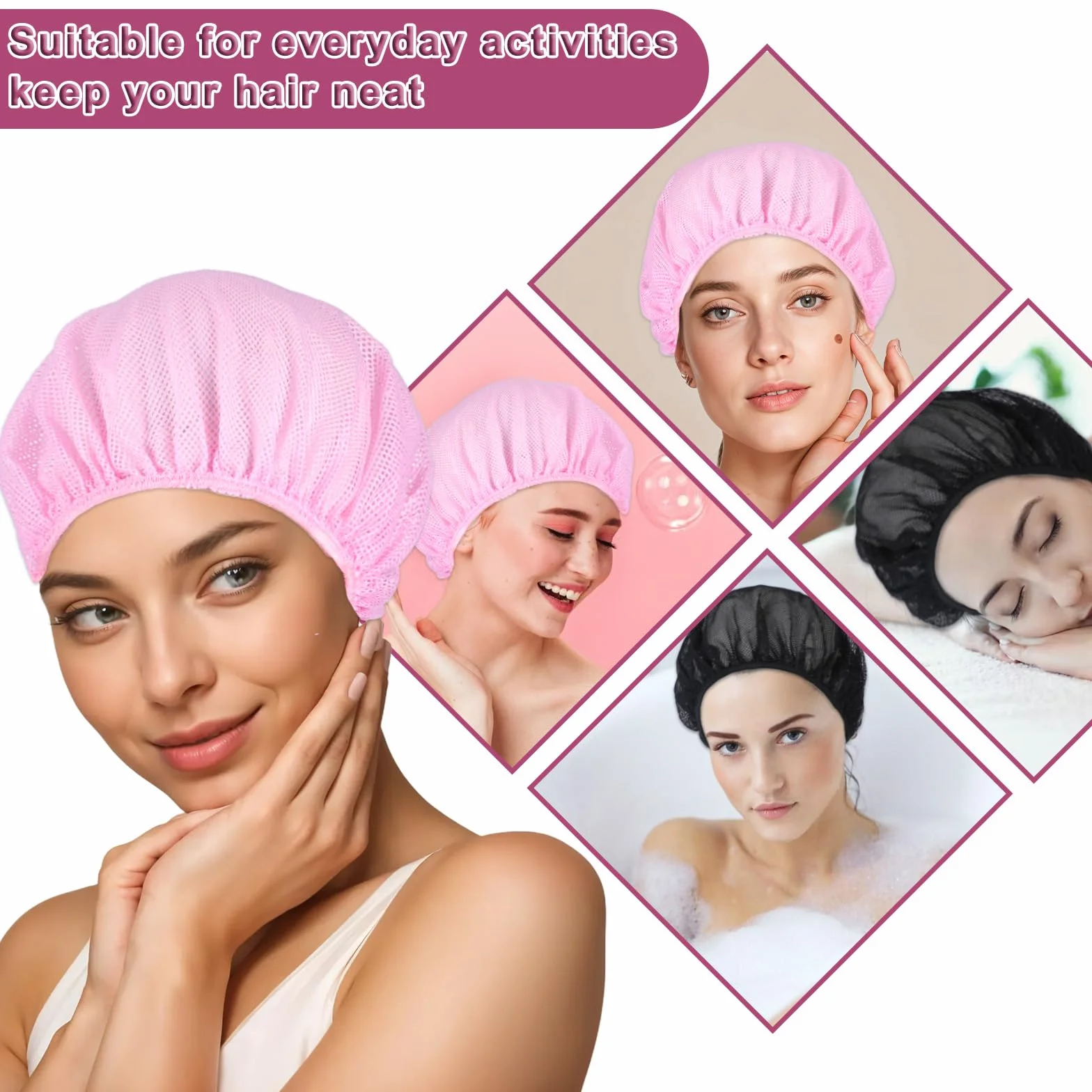 TIESOME Rete per capelli per dormire 4 pezzi Bonnet Sleep Cap regolabile per donne