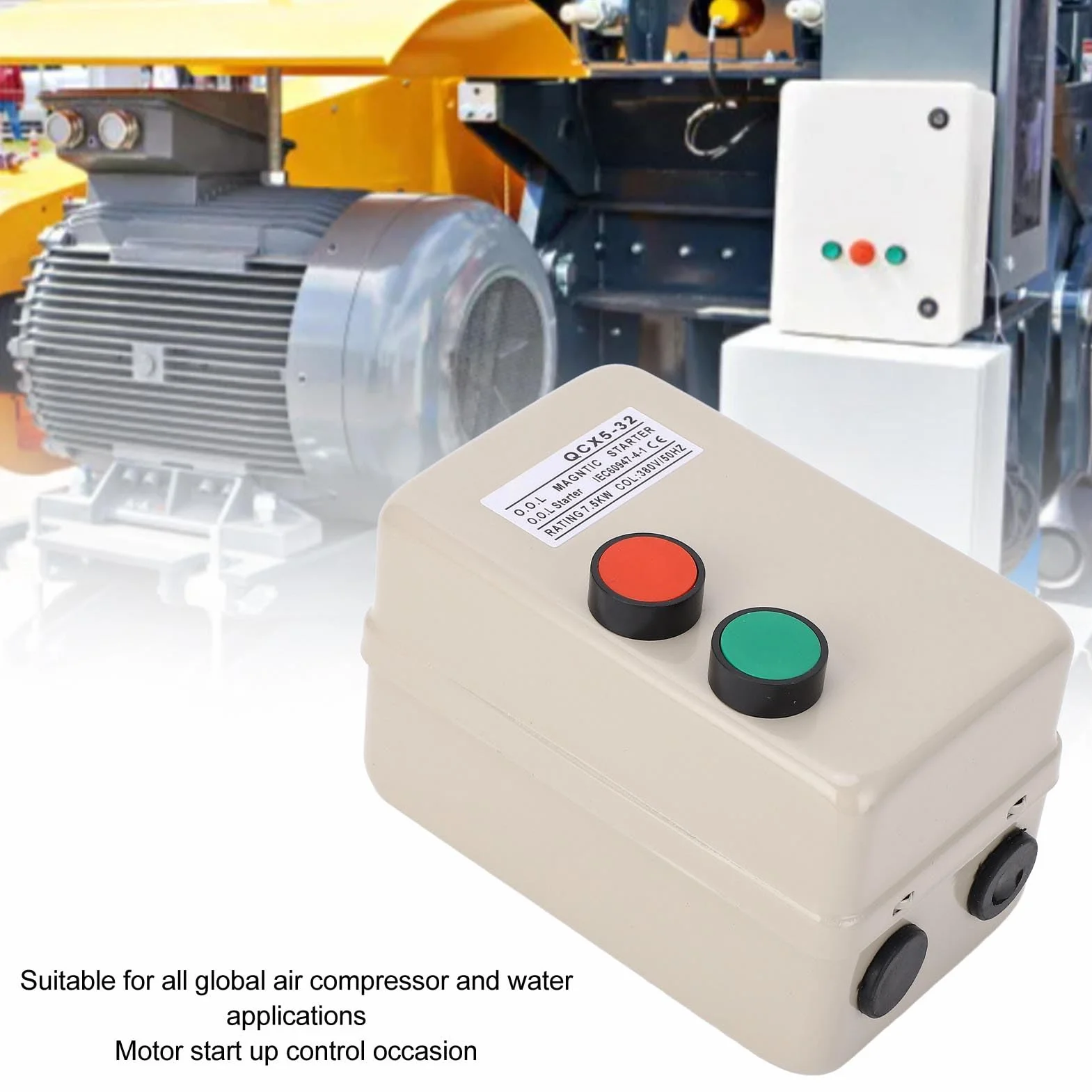 Avviatore Motore Elettrico Magnetico, Avviatore Motore Elettrico Trifase con Scatola di Commutazione Magnetica 380V 20‑A 7,5KW 3HP per Compressore d'Aria