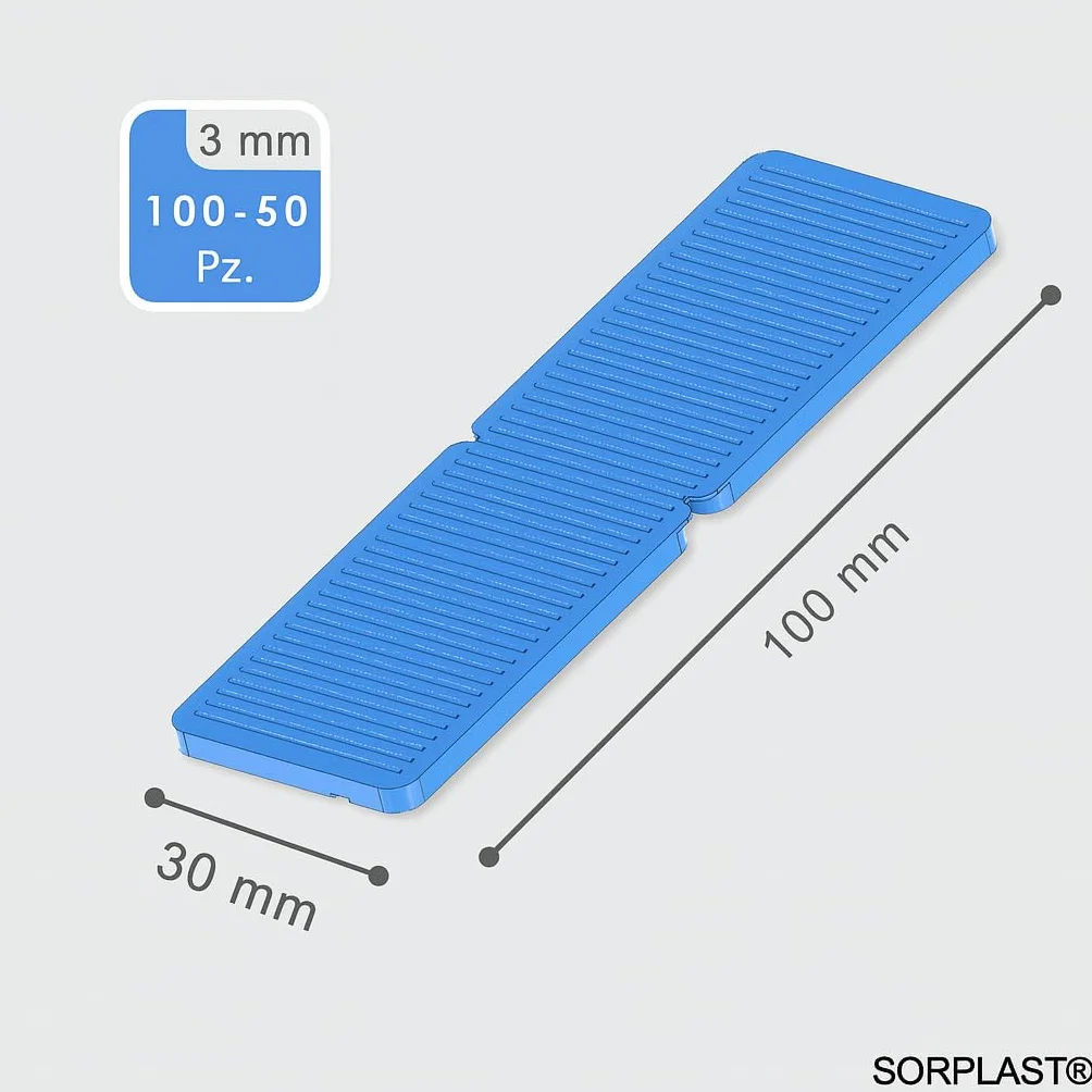 50 Spessori Plastica Divisibili 30x100 mm Distanziatori Piastrelle PVC Finestre 1-5 mm