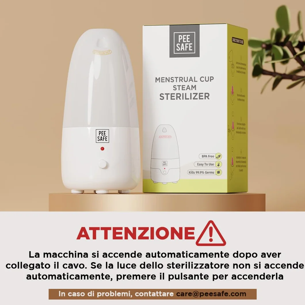 PEESAFE Sterilizzatore a Vapore per Coppetta Mestruale | Elettrico | Sterilizzazione Istantanea | Per Disco Mestruale e Palline di Kegel