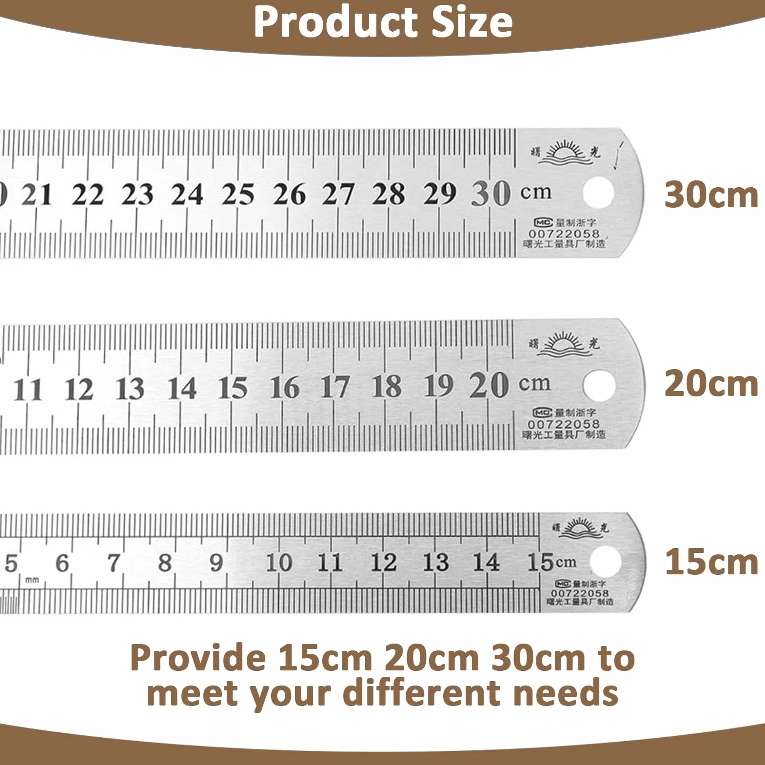 Righello in Acciaio Inossidabile 15 cm 20 cm 30 cm Righelli in Metallo Doppio Righello 3 pezzi Set per Ingegneria, Insegnamento, Offi