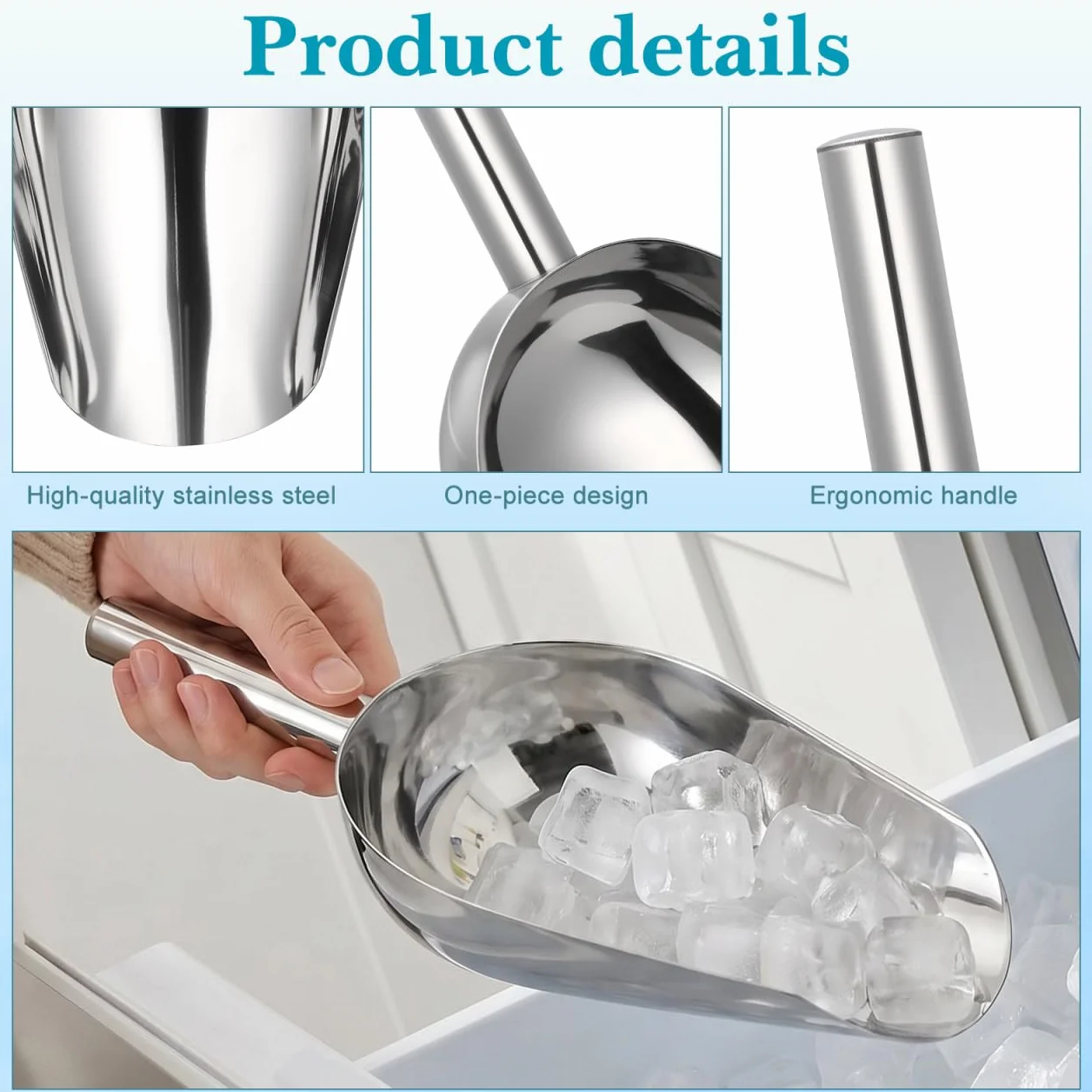 DOITOOL Paletta Multiuso in Acciaio Inossidabile 12 Pollici Per Cubetti Di Ghiaccio Riso Noci E Farina Con Manico Ergonomico Per Uso Professionale E Domestico in Buffet E Feste