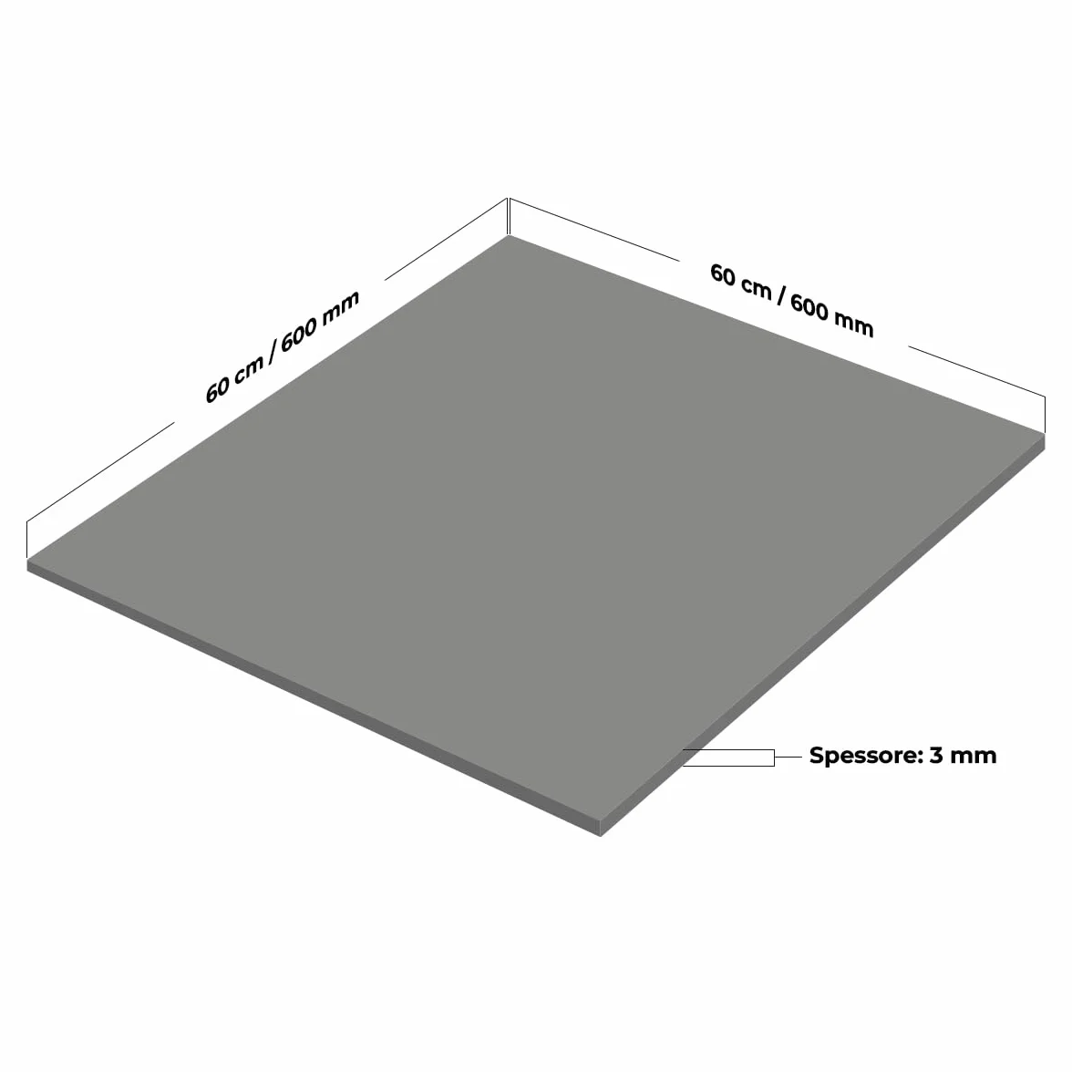 Lamiera Decapata in Ferro Grezzo 3 mm 60x60 cm Made in Italy