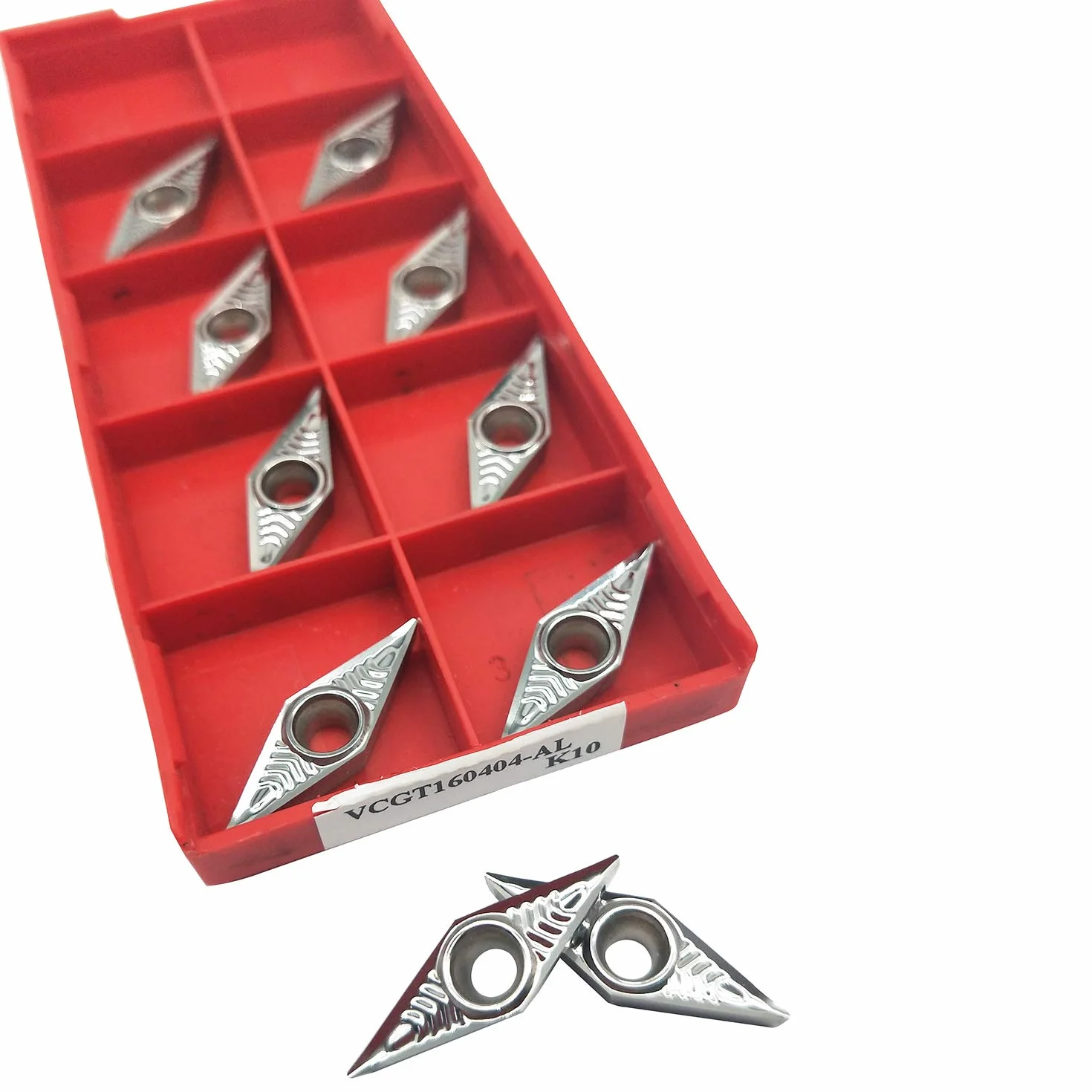 10PCS VCGT160404-AL K10 Inserti di tornitura per alluminio Adatto per la lavorazione di metalli non ferrosi come rame e alluminio
