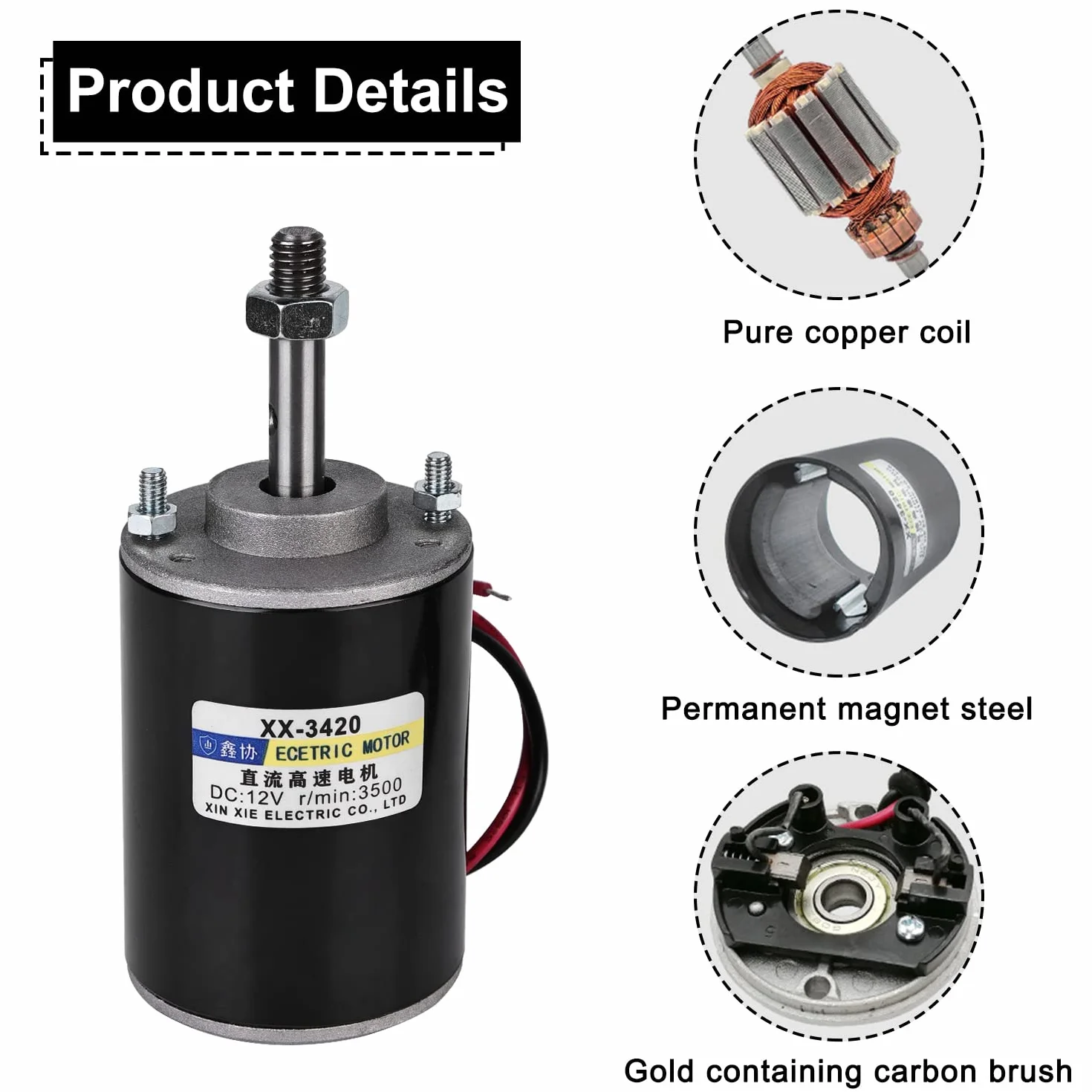 Mini Motore DC a Magneti Permanenti, 12V ad alta Velocità a Basso Rumore per Generatore fai-da-te Controllo CW/CCW Motore Elettrico 3500 giri/min e staffa Motore DC 3420