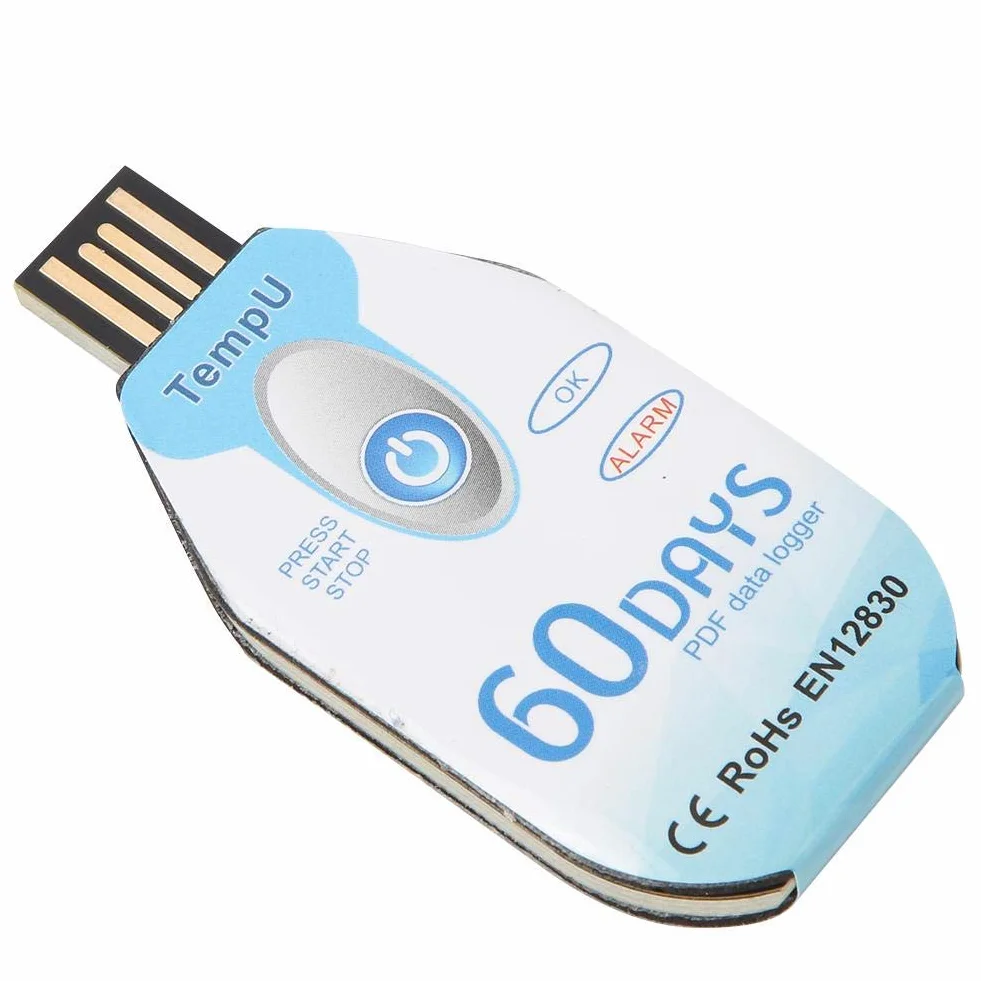 Walfront Registratore di Dati di Temperatura PDF Monouso Porta USB Porta 10000 Punti Utilizzati per Monitorare Il Processo di Trasporto e Conservazione degli Alimenti