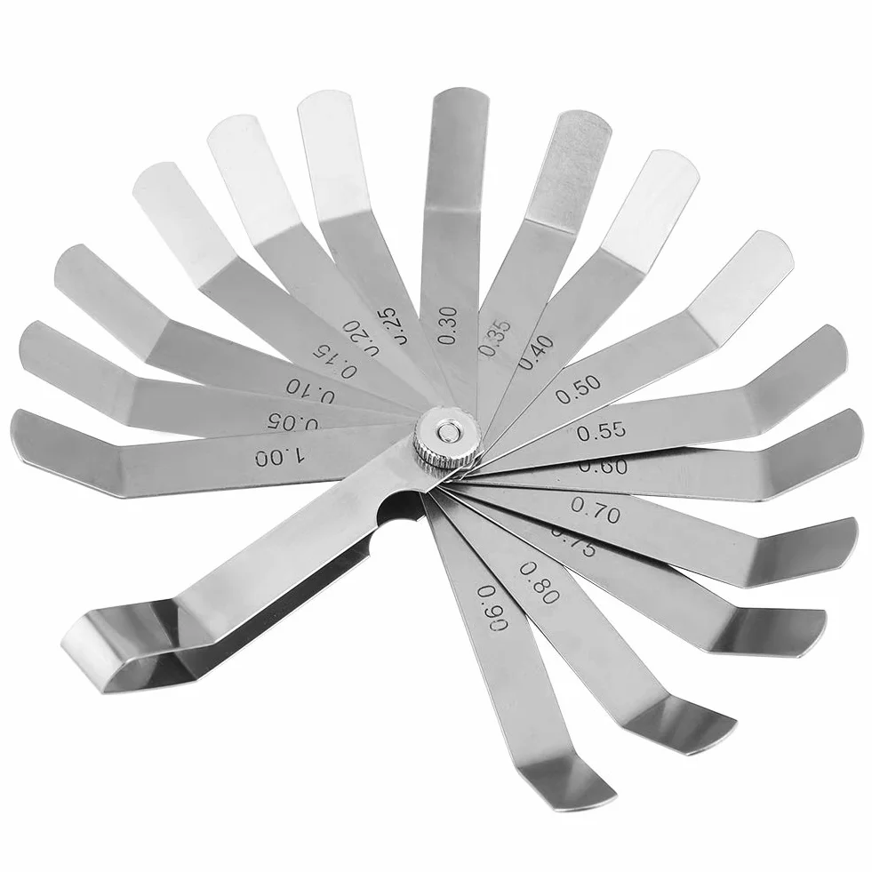 Misuratore di Spessimetro Curvo 16 Lamine 0,05-1,00 mm Strumento per Saldatura Acciaio Inossidabile