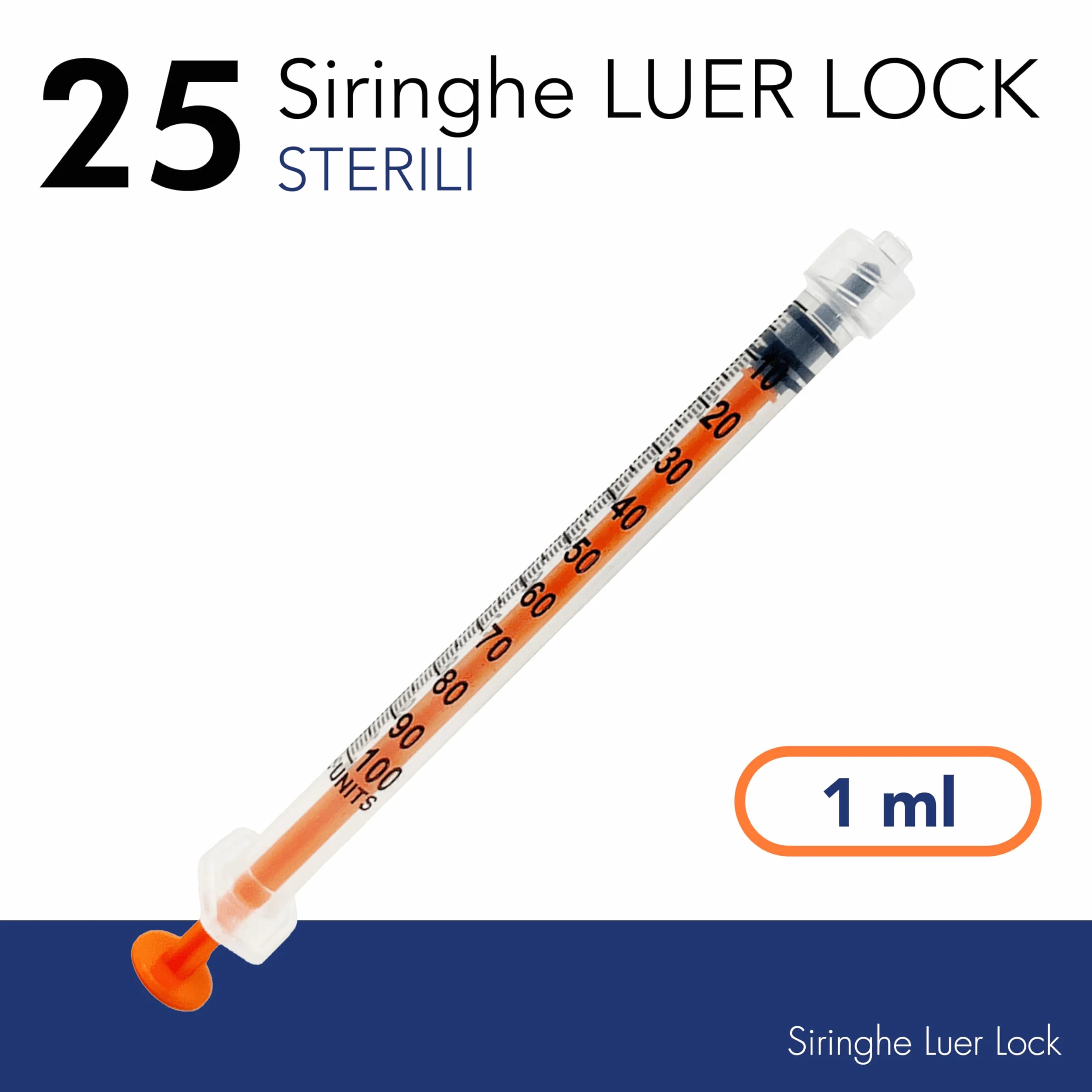 Siringhe sterili Luer Lock 1 ml - siringa senza ago, cono centrale, atossiche, apirogene
