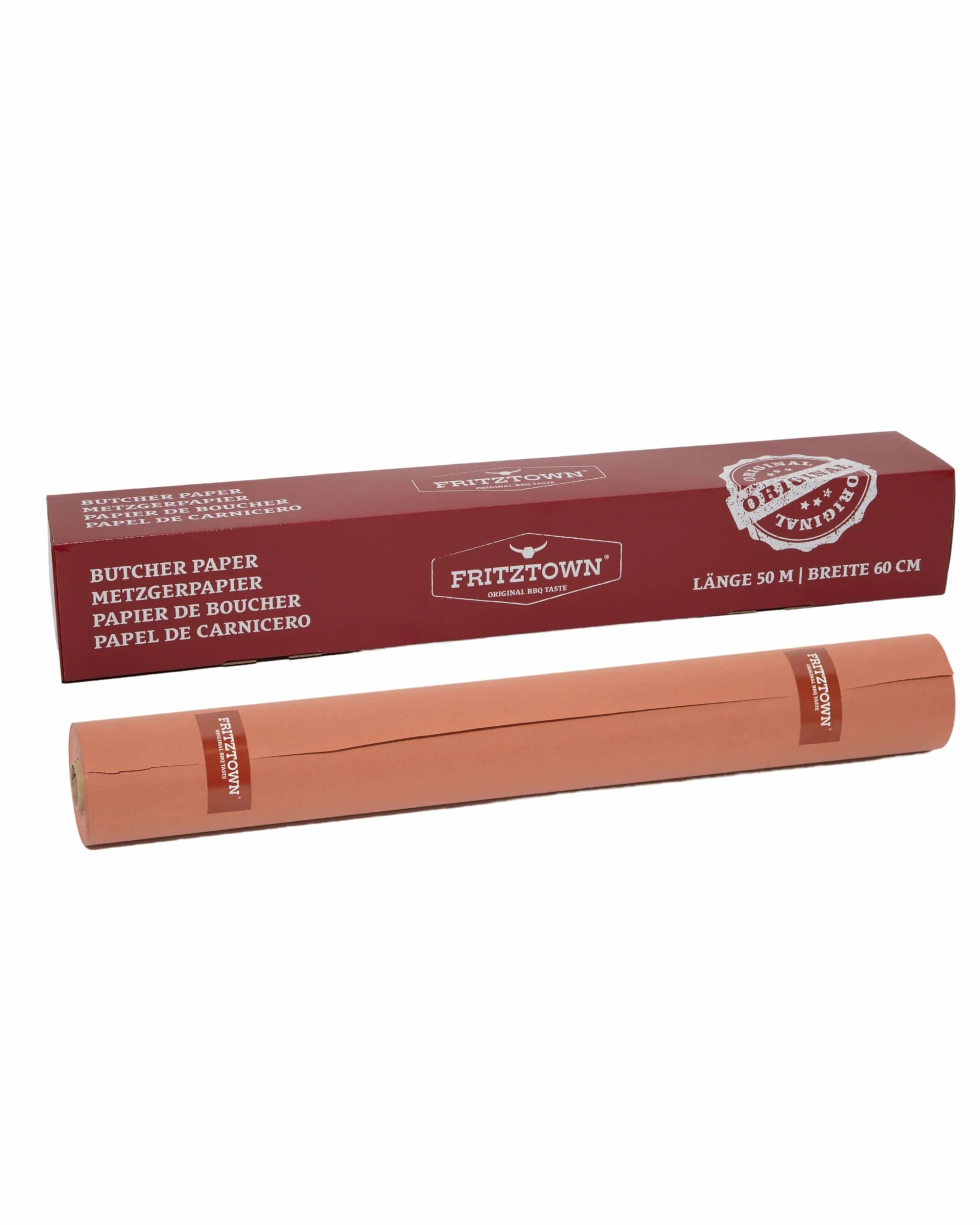 Butcher Paper Deluxe Pink Rolbox con bordo a strappo, scatola per alimenti, carta kraft, ideale per barbecue, fumatori e imballaggi di carne, 60 cm x 50 m