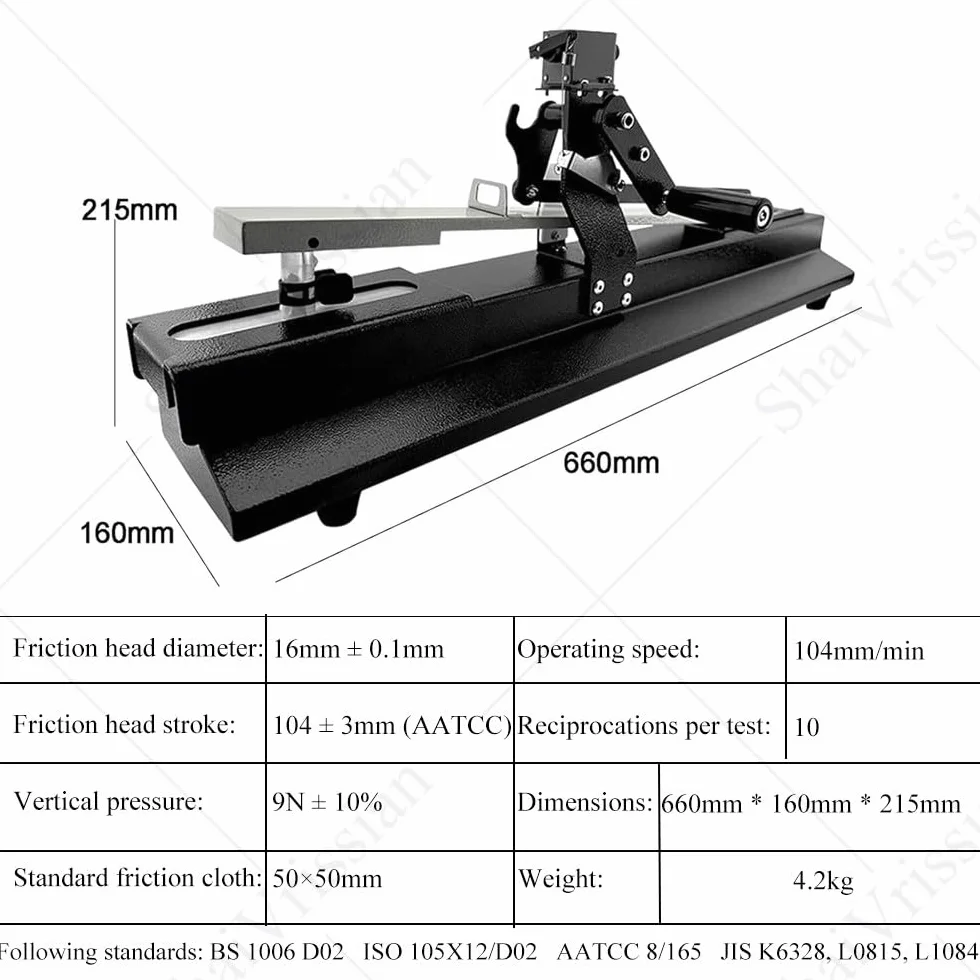 Crockmeter manuale per test di trasferimento del colore, testa di attrito a doppio cuscinetto