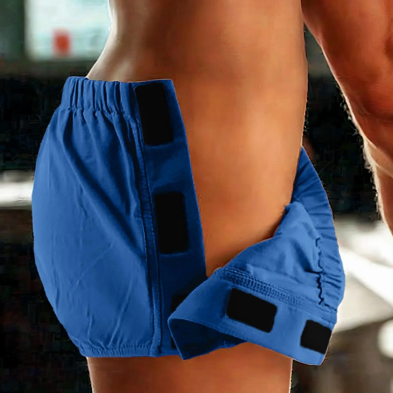 Mutande triangolari da uomo a due lati, aperte, tipo di pasta, per pazienti con fratture ossee, Blu, 3XL