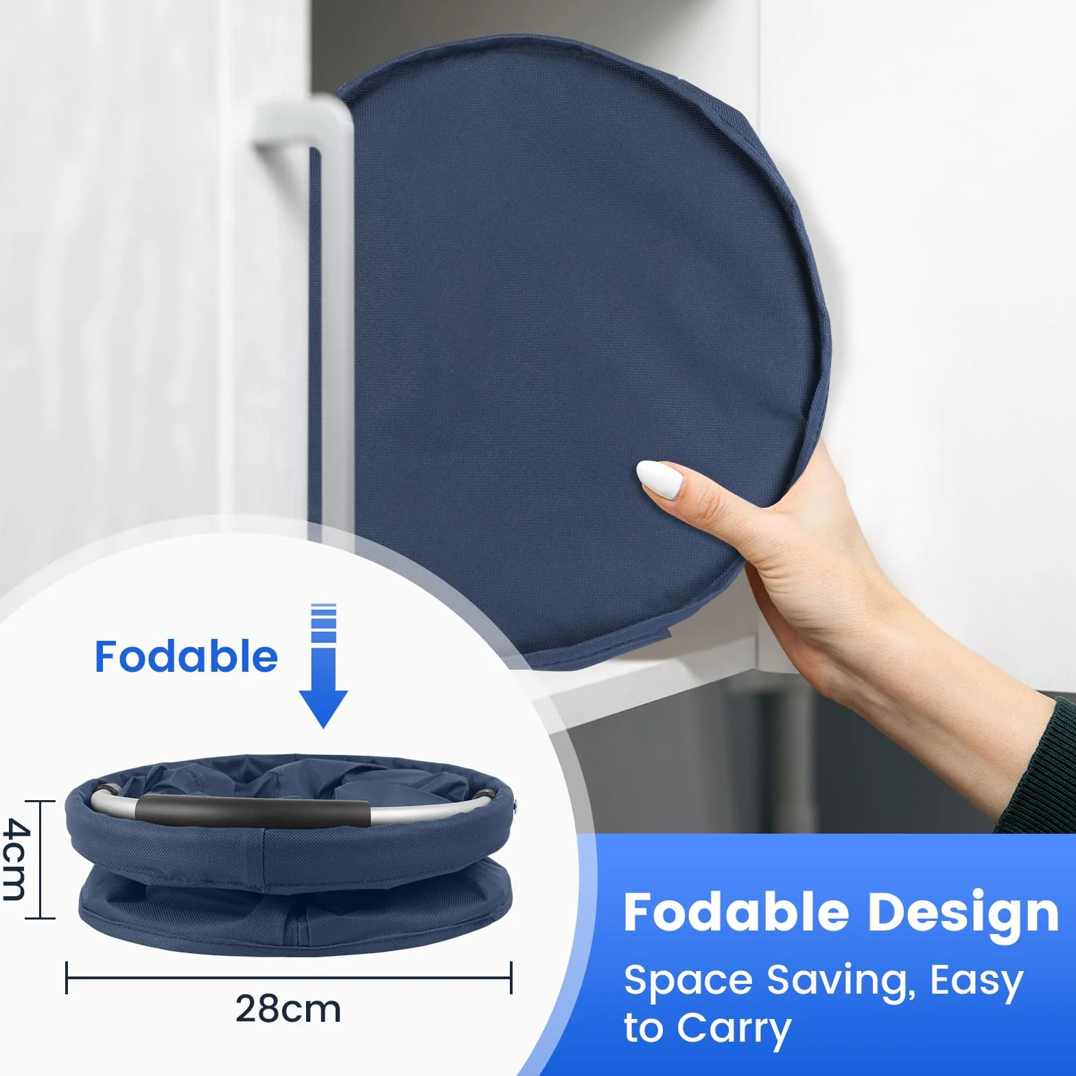 Carello Pulizie con Manico,2 Cestini Porta Atrezzi con 6 Tasche Esterne,Borsa Organizer Pieghevole Sacca Portaoggetti Borsa per Utensili di Pulizia,Contenitore per Pulizia Professionale,Blu