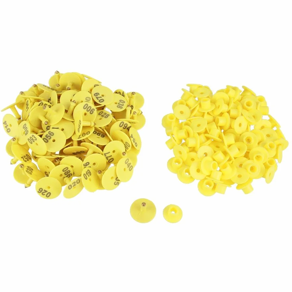 100 pezzi di maiale capra ovino bestiame marchi auricolari numero plastica animali marchio auricolare accessori animali da fattoria[Con parole]Medagliette identificative