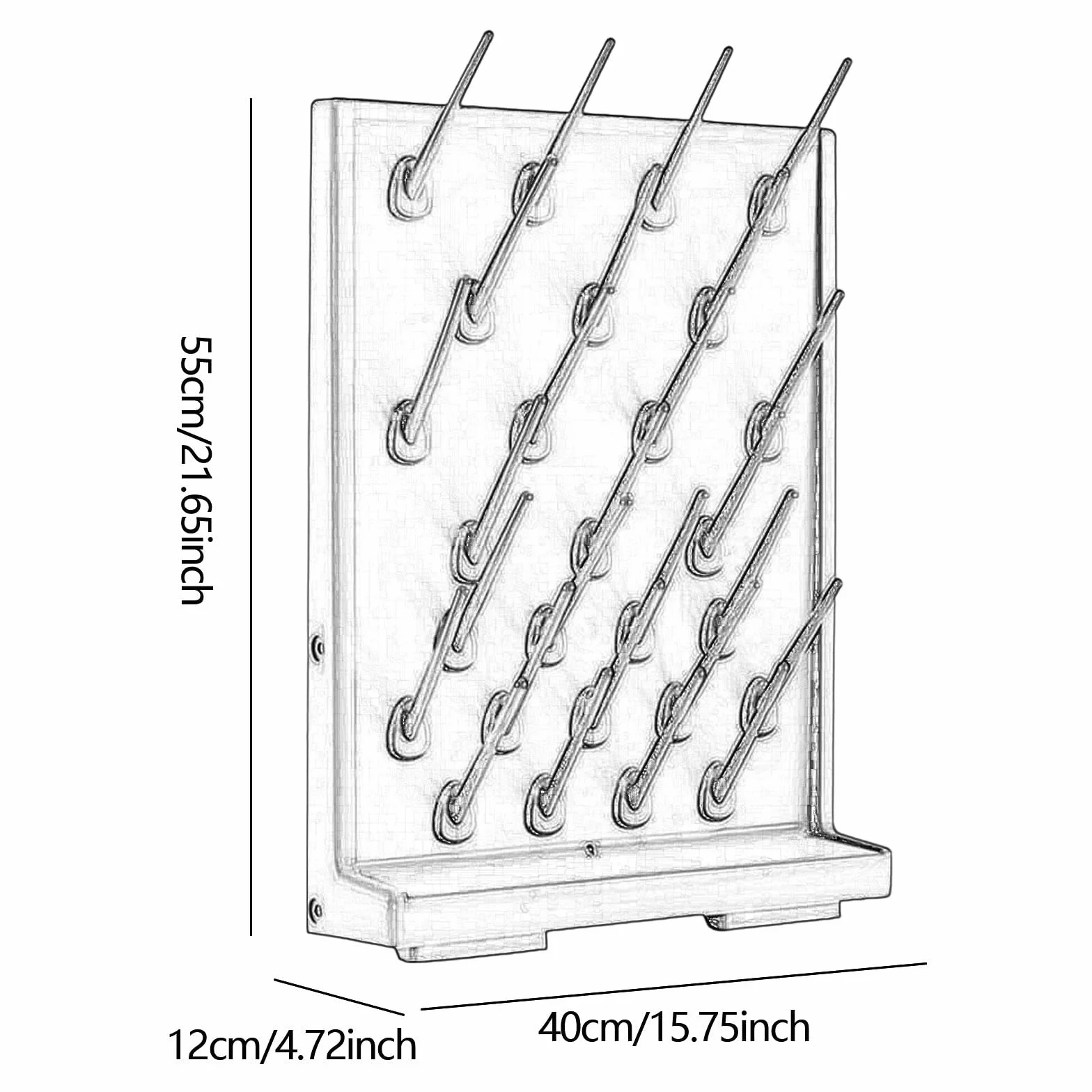 27 pioli vetreria da laboratorio stendino per bottiglie provette scolapiatti robusto portatile multiuso materiale PP 12x40x55 cm, bianco