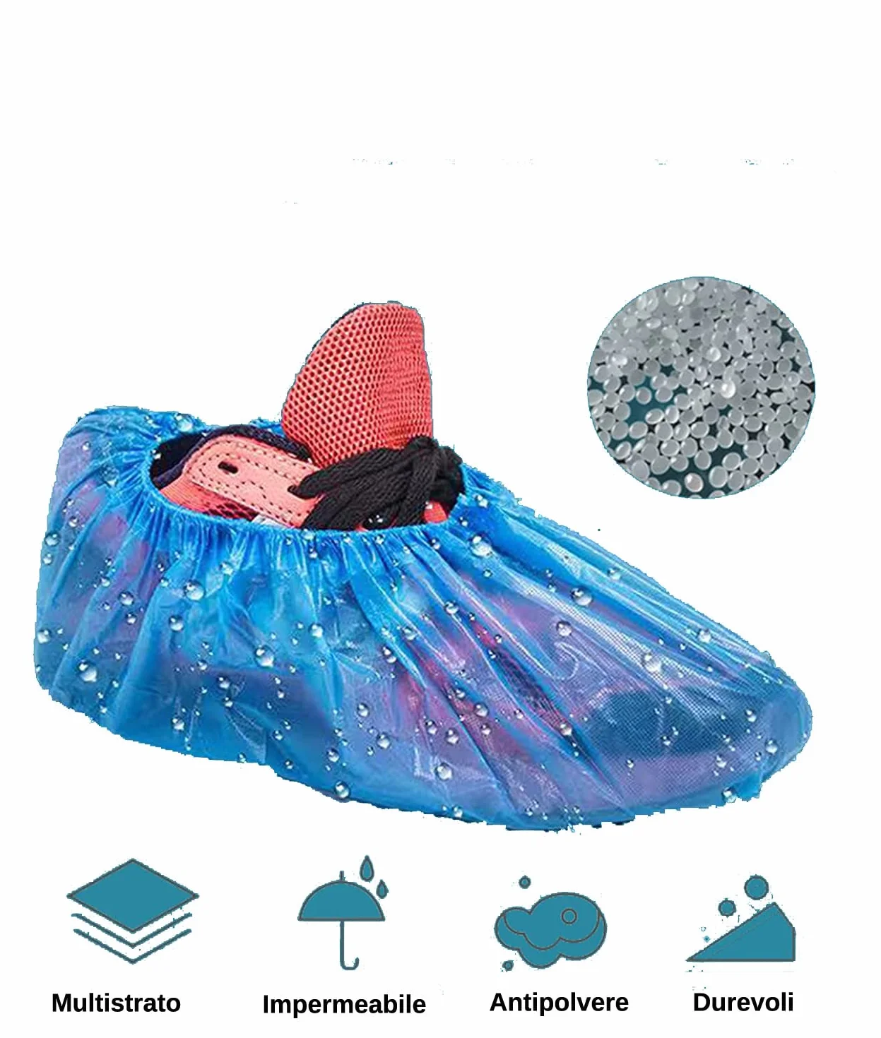 Copriscarpe Impermeabili MAQA 100 pz 42 cm Calzari Monouso USA e Getta Antiscivolo Blu