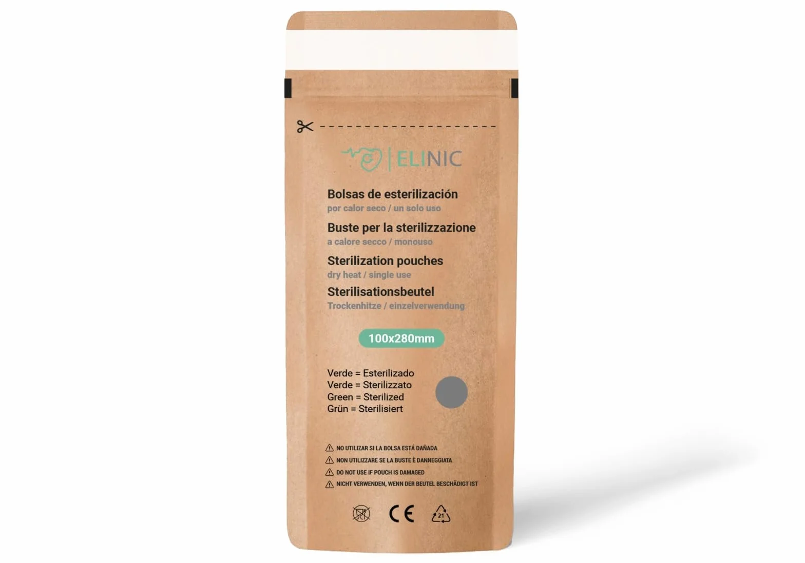 Sacchetti di sterilizzazione per calore secco 100 pz. (100 x 280 mm)