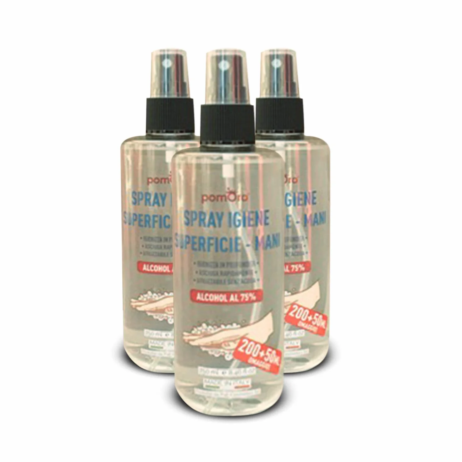 Spray igienizzante superfici e mani 3x200 ml+50 ml OMAGGIO, 75% alcool