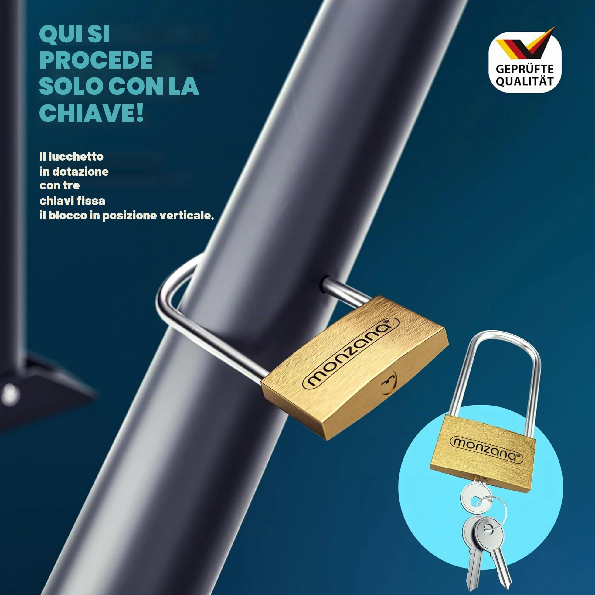 DEUBA® Sbarra Parcheggio Dissuasore 3 Chiavi Lucchetto Pieghevole Acciaio Robusto Barriera Sosta per Posteggio Posto Auto Catena Sbarramento