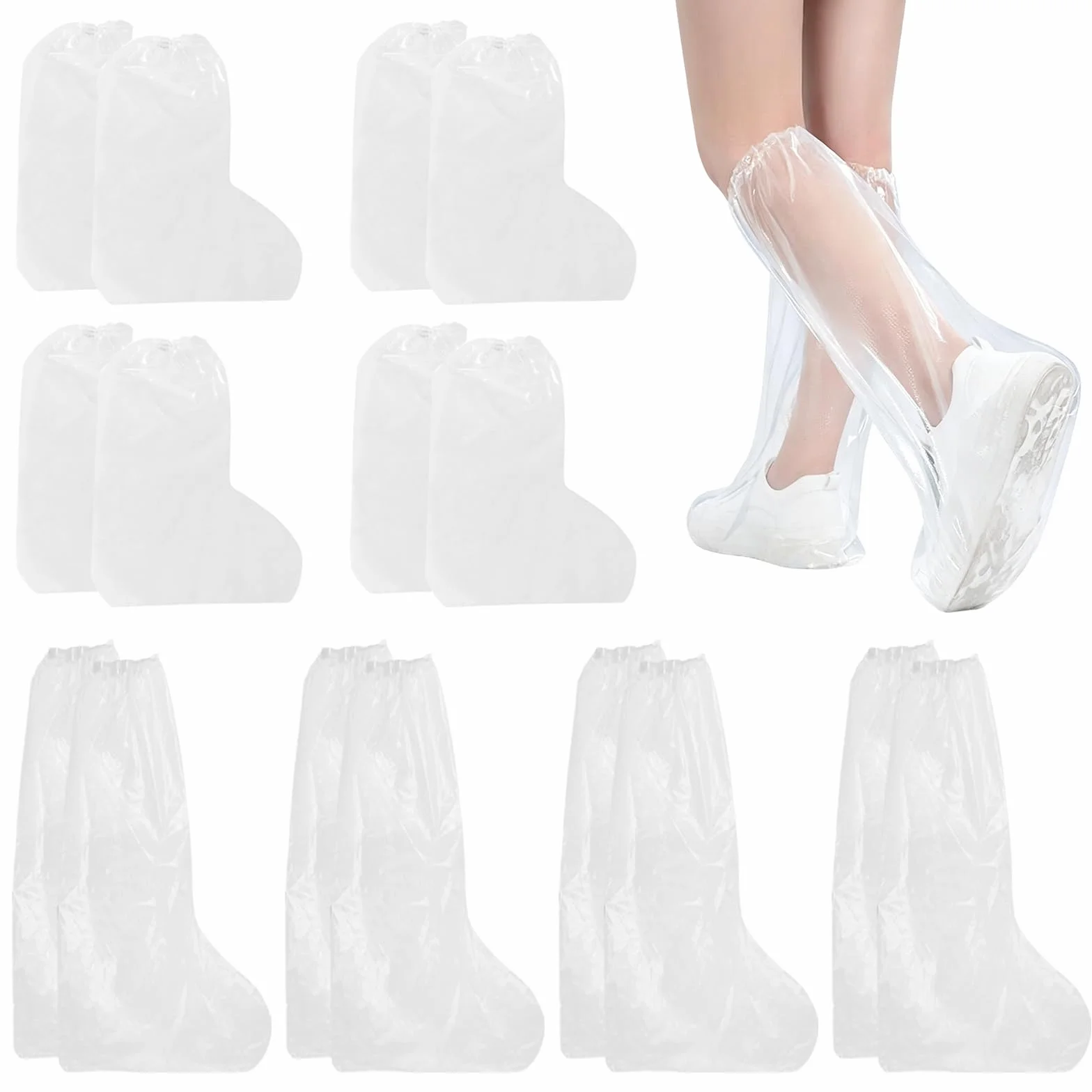 Copriscarpe Impermeabili Riutilizzabili, 8 Paia, Antiscivolo, Trasparenti, per Uomo e Donna, Campeggio