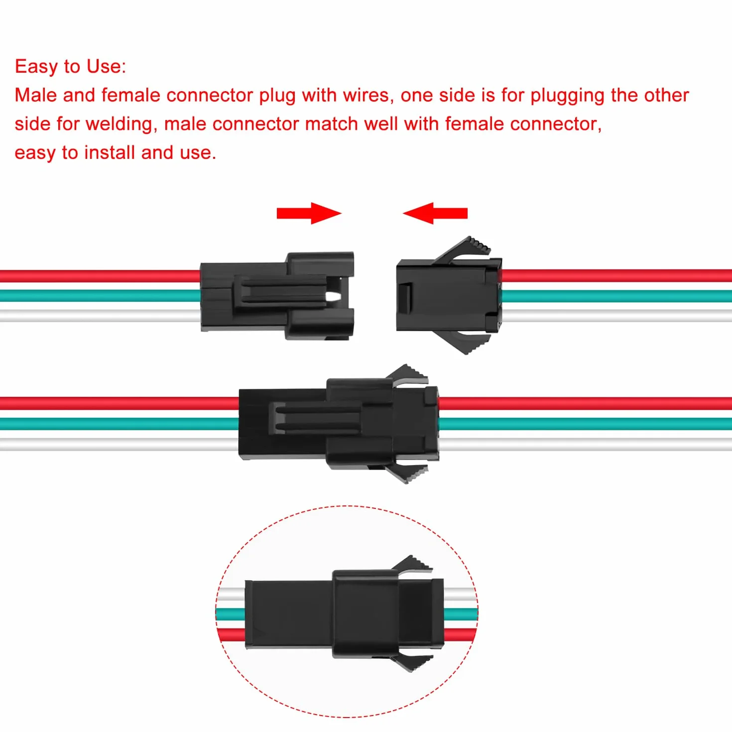 JST SM 3 Pin Connettore Spina Maschio e Femmina con Cavo 150mm 22AWG