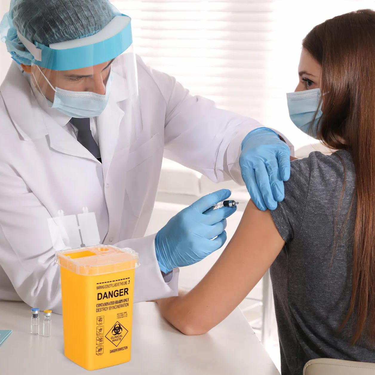 Serbatoio di scarico per cannule Medibox 1 litro giallo 5 pezzi