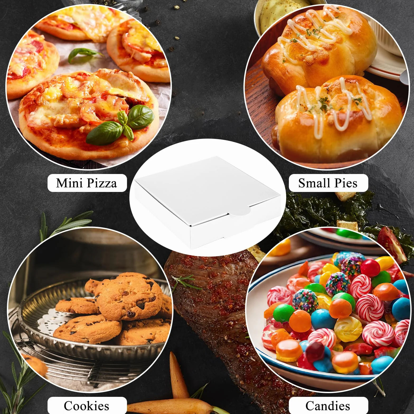 Scatole per Pizza 100 Mini 3,5x3,5 cm Quadrate Cartone Bianco