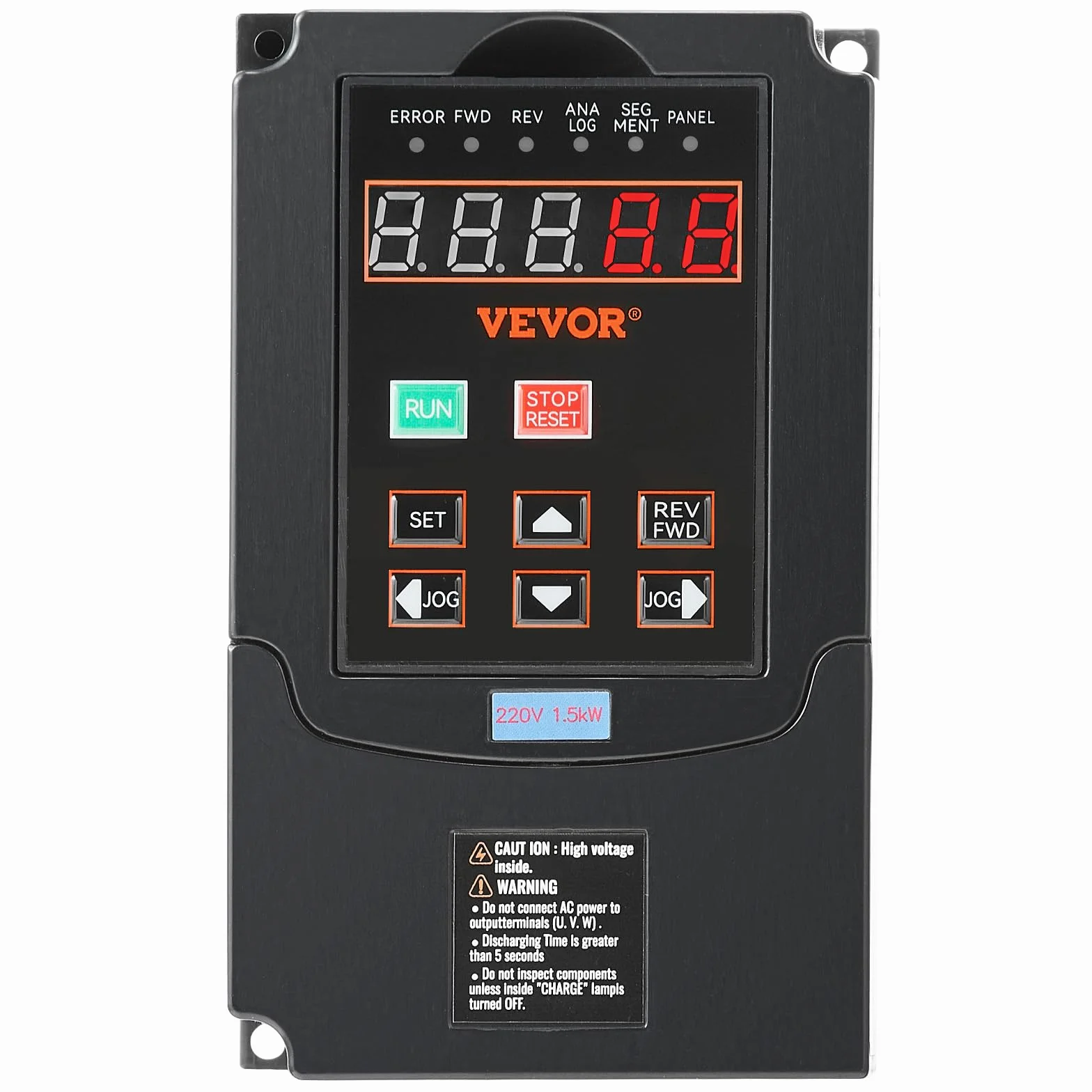 VEVOR VFD 2PS, 1,5KW, 7,5A, Ingresso 220 V Monofase Trifase a Uscita 220 V Trifase Azionamento a Frequenza Variabile, Ingresso 40-60 Hz, Uscita 0-400 Hz VFD per Controllo Velocità CNC Motore Mandrino